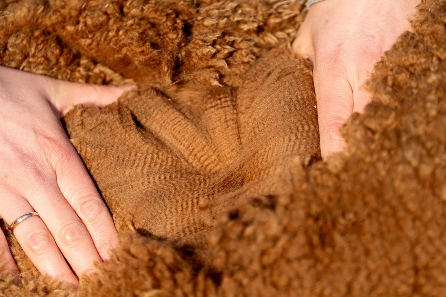 Brown fleece staple structure — external visual reference