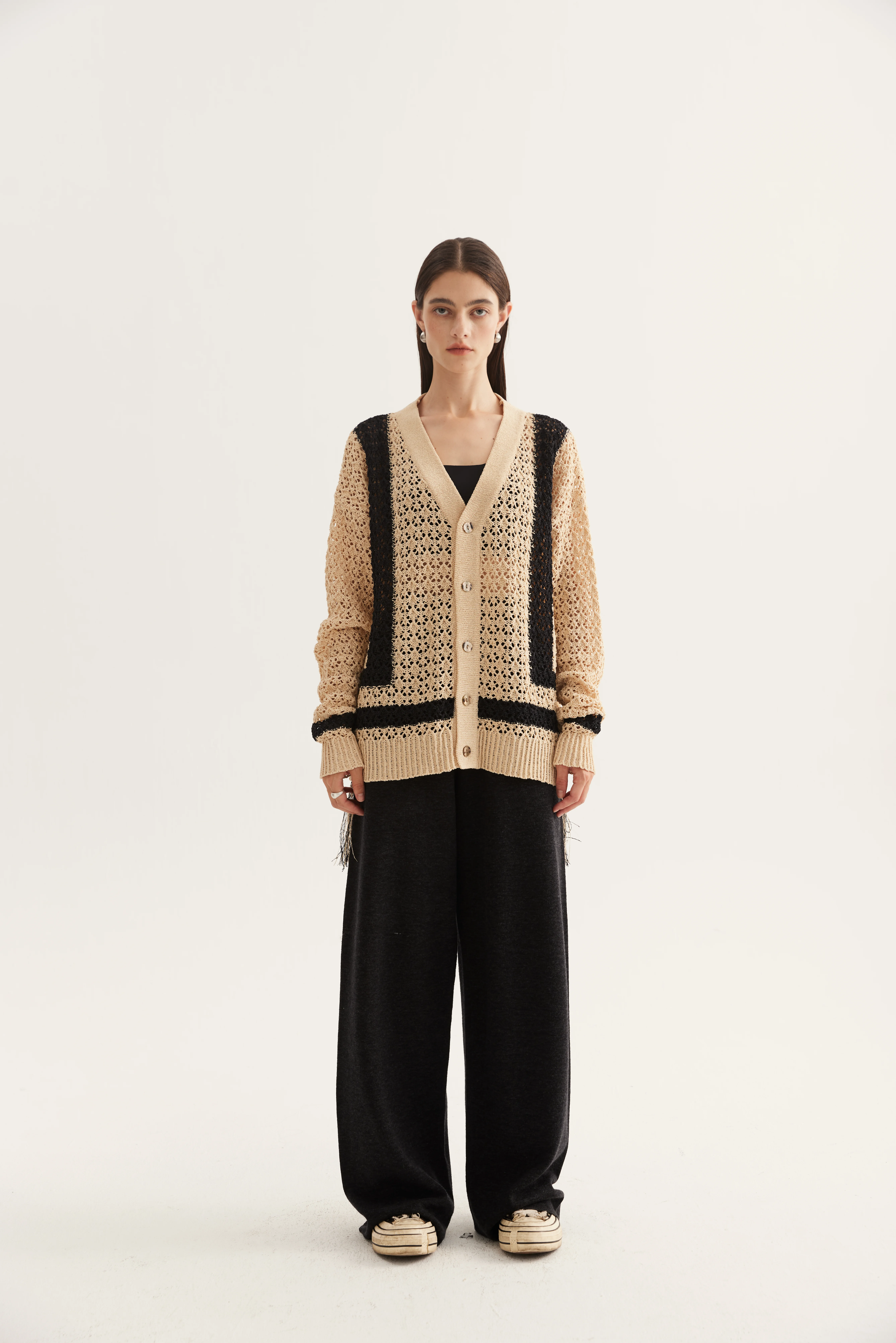 Washi-Effect Openwork Cardigan product reference