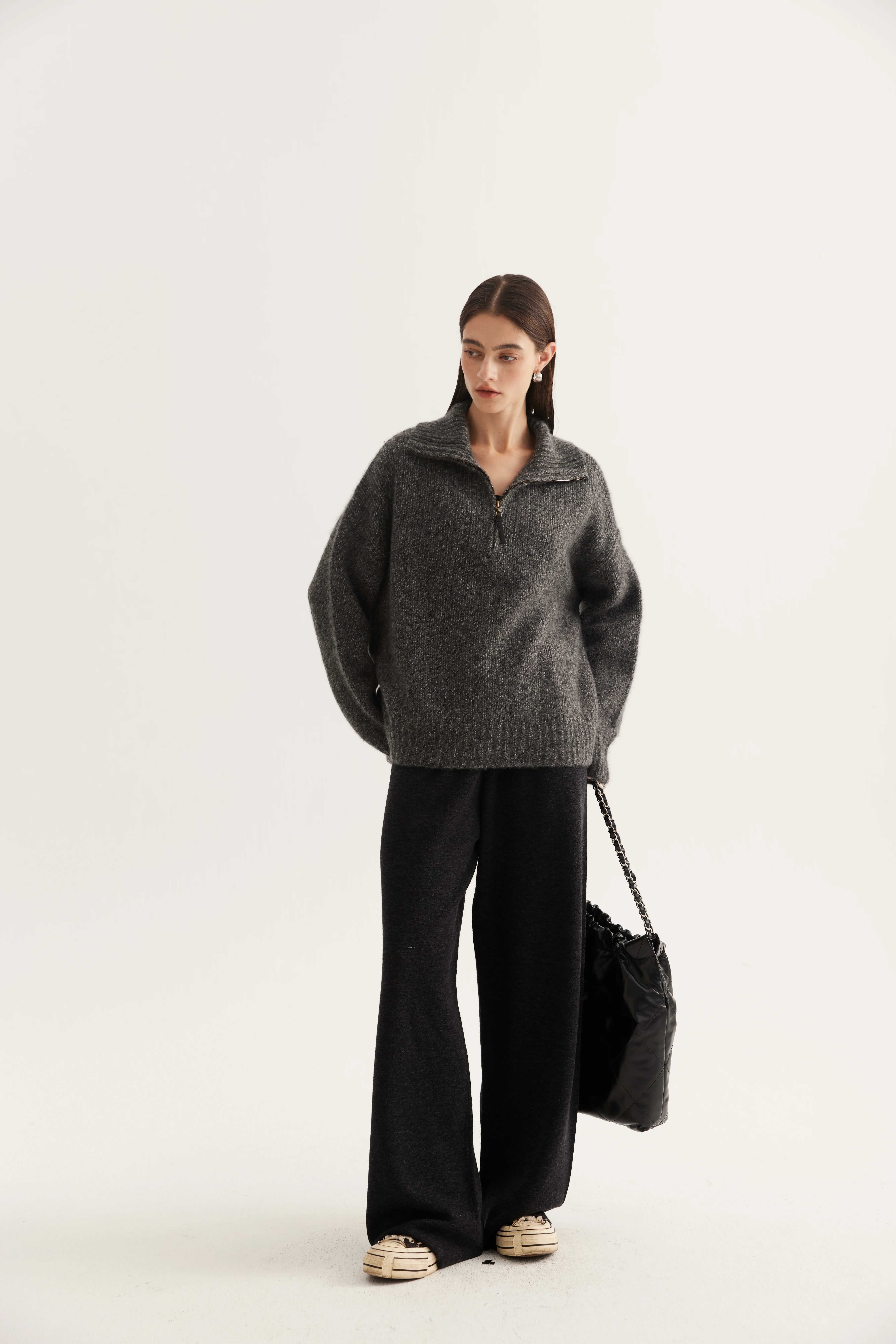 Cashmere Silk Zip-Neck Pullover product reference