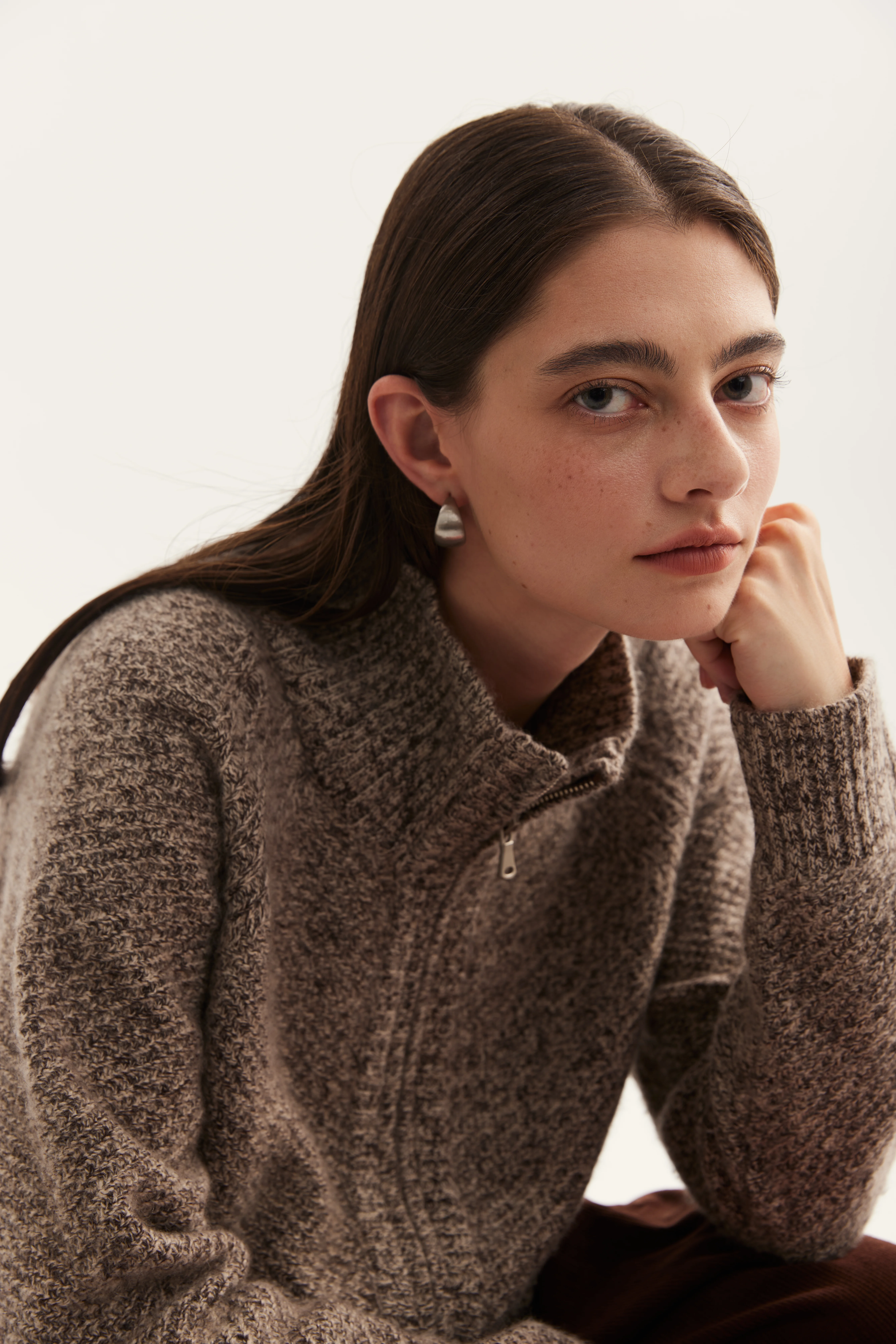 Marl-Effect Cashmere Zip Pullover product reference