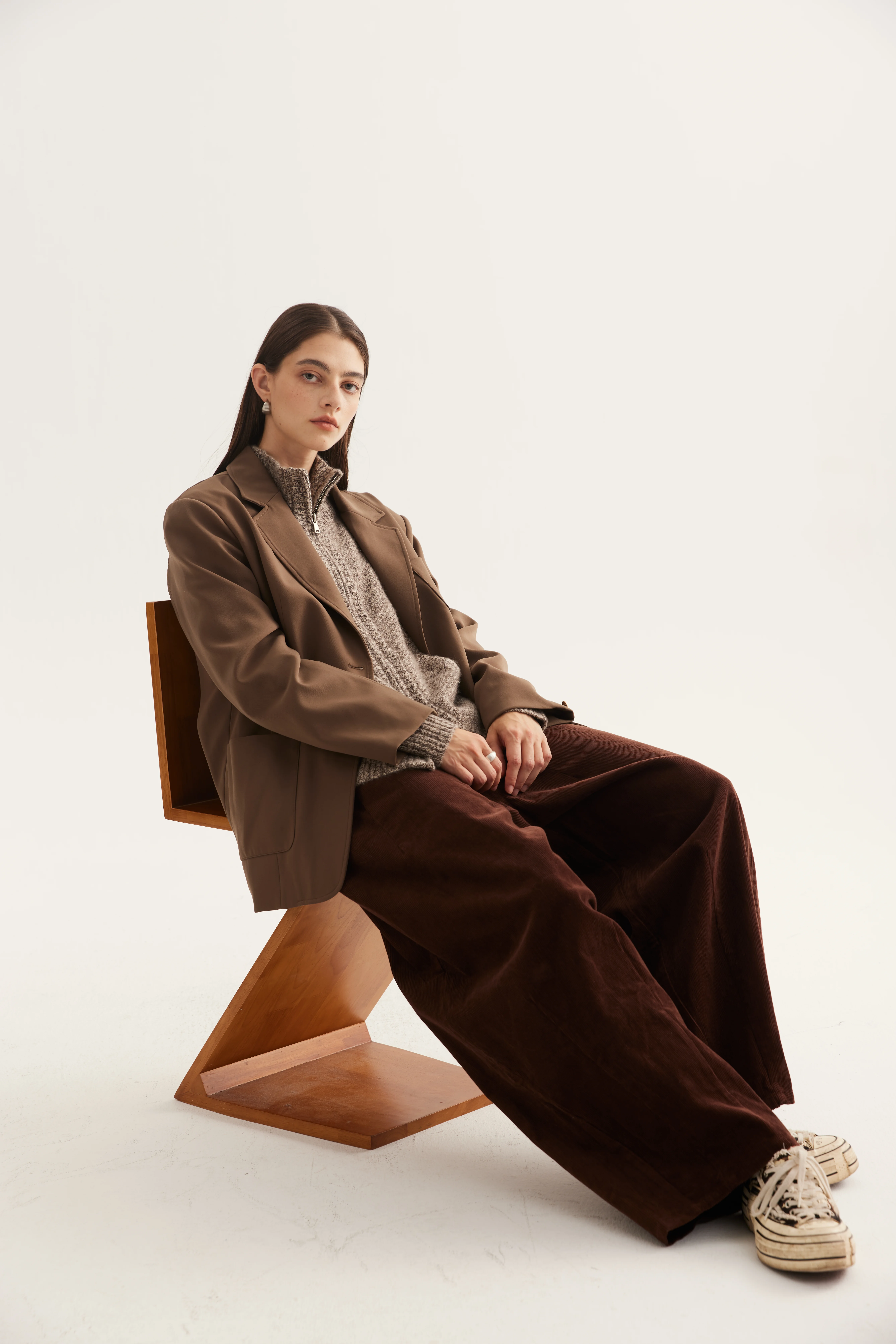 Marl-Effect Cashmere Zip Pullover reference view 2