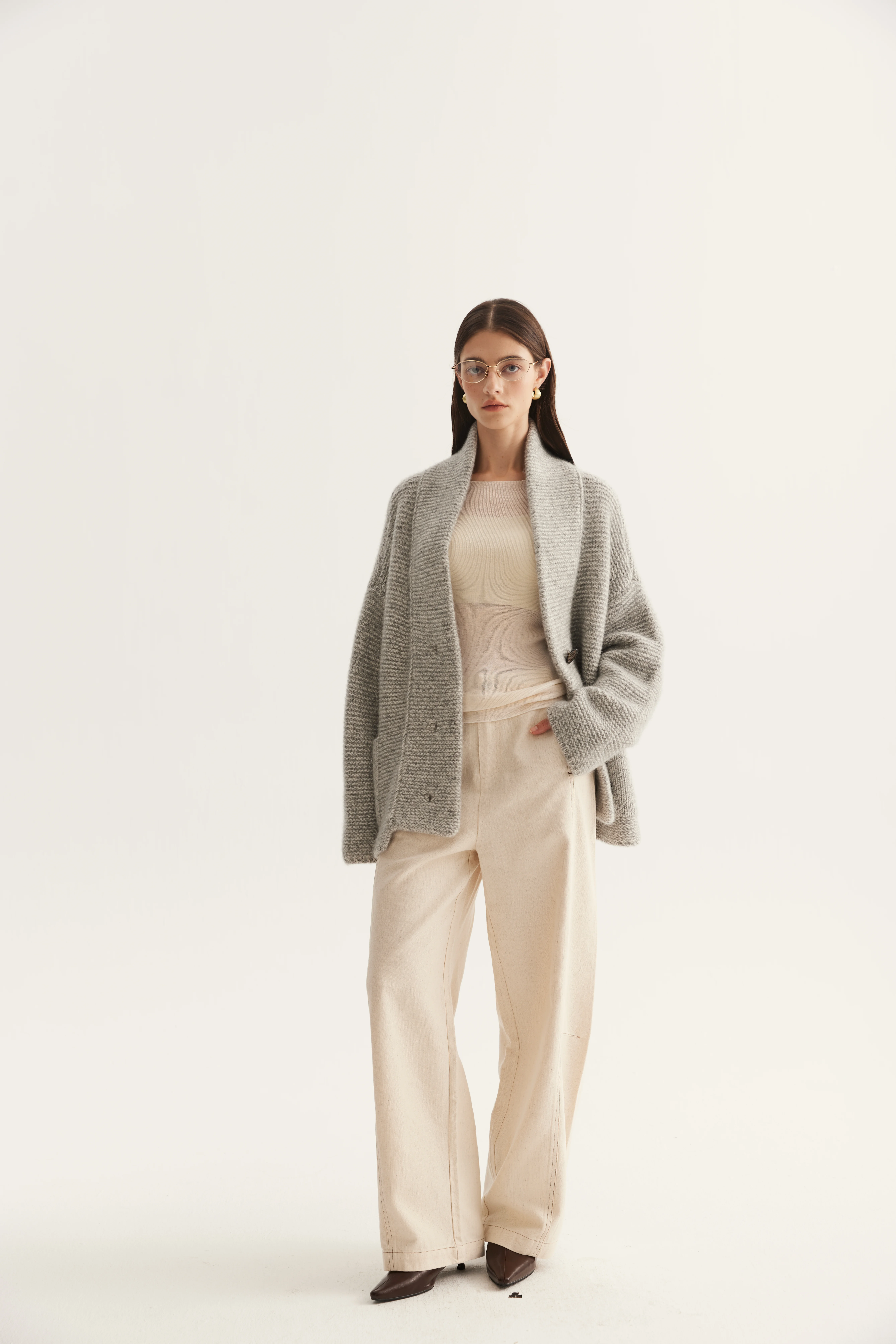 Oversized Cashmere Knit Cardigan reference view 2