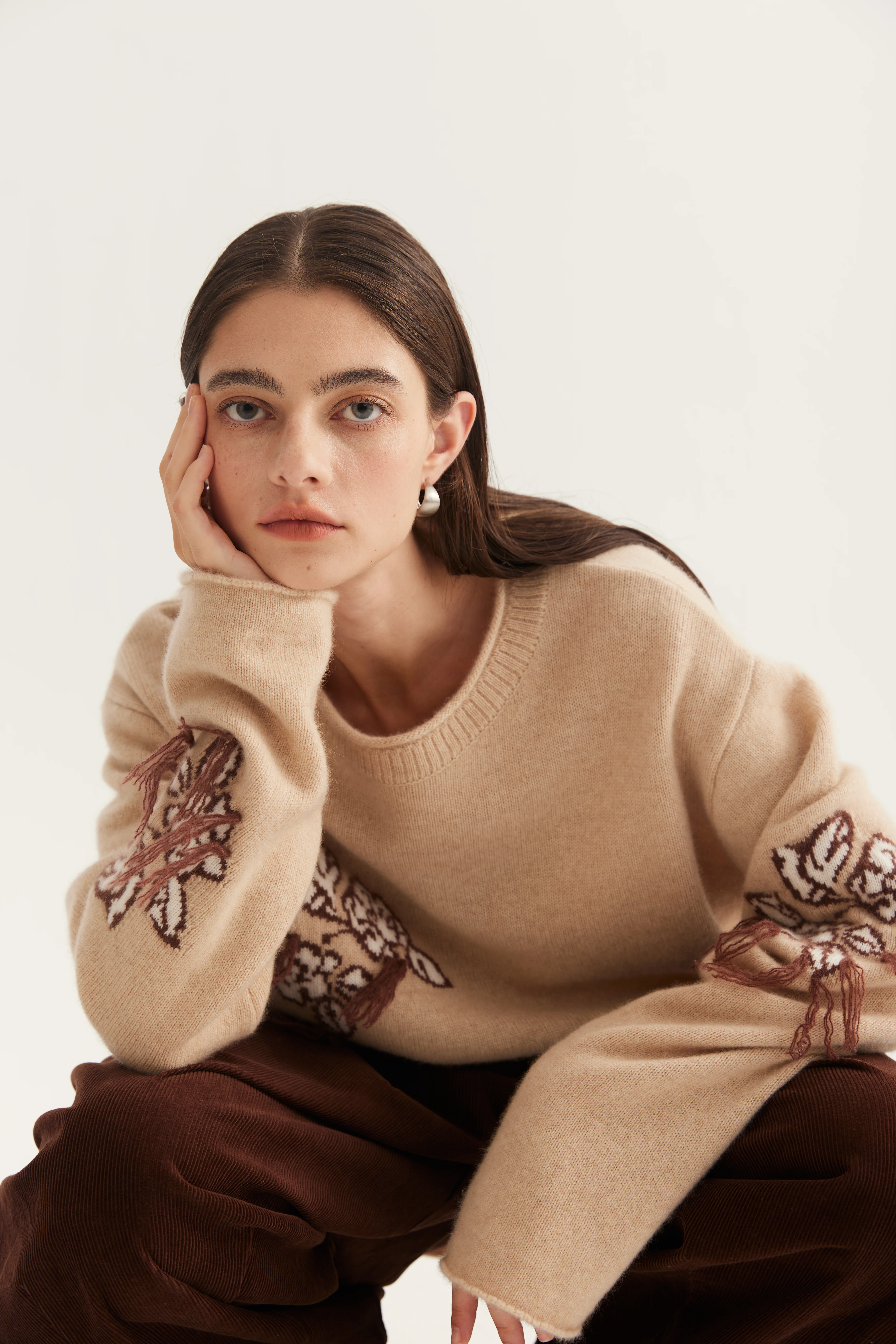 Placed-Motif Cashmere Pullover reference view 4