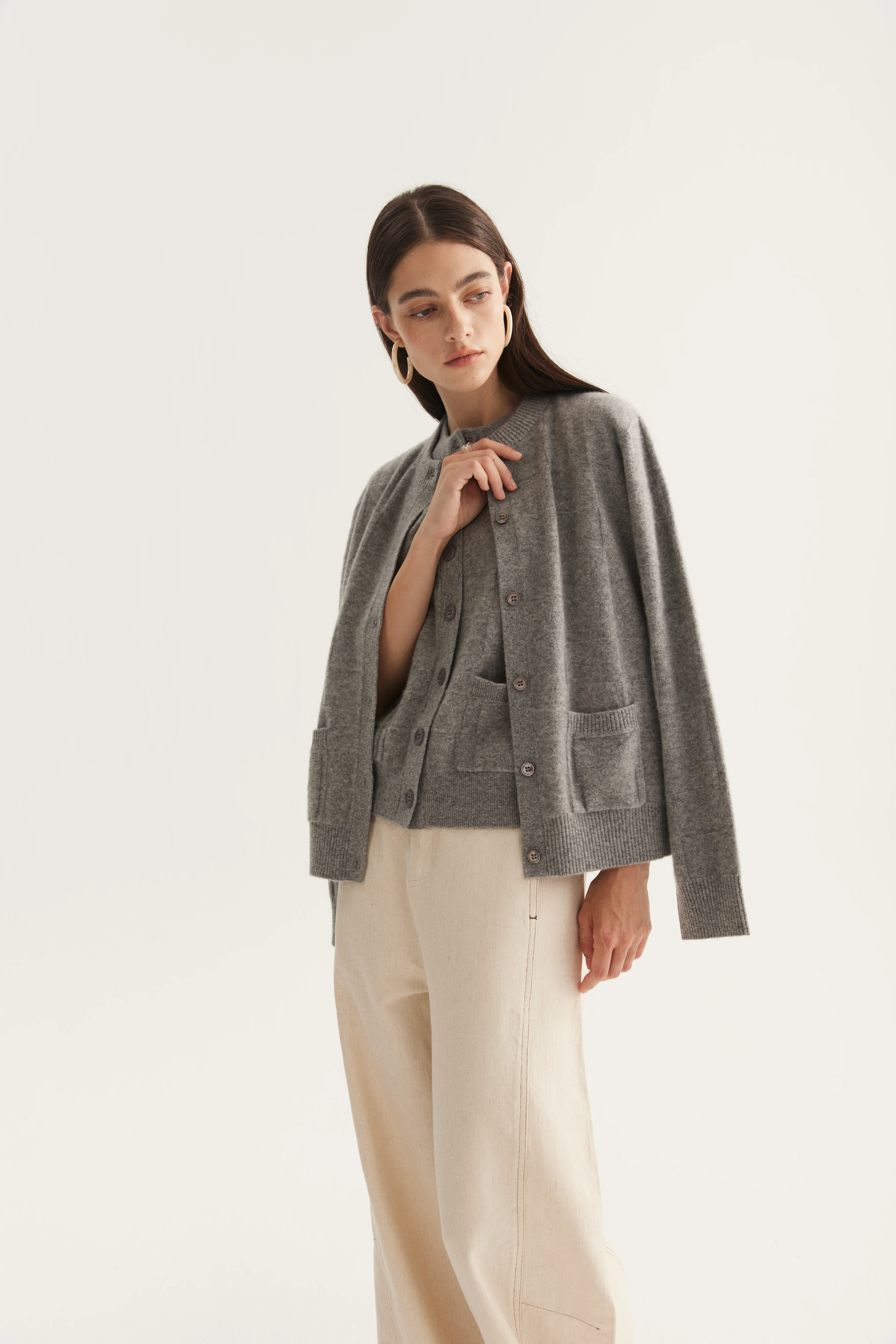 Textured Cashmere Button Sweater Vest reference view 2
