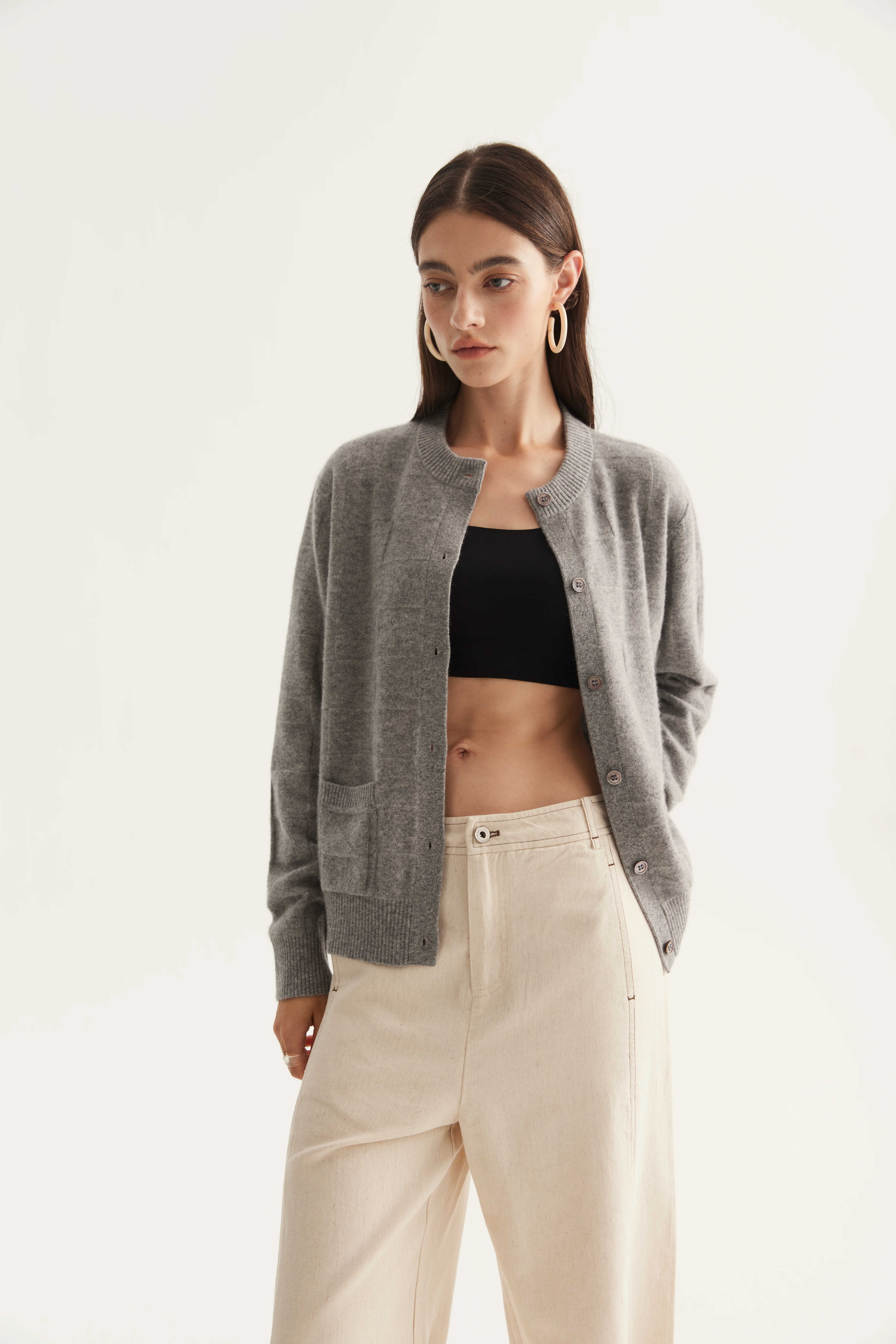 Textured Cashmere Button Sweater Vest reference view 3