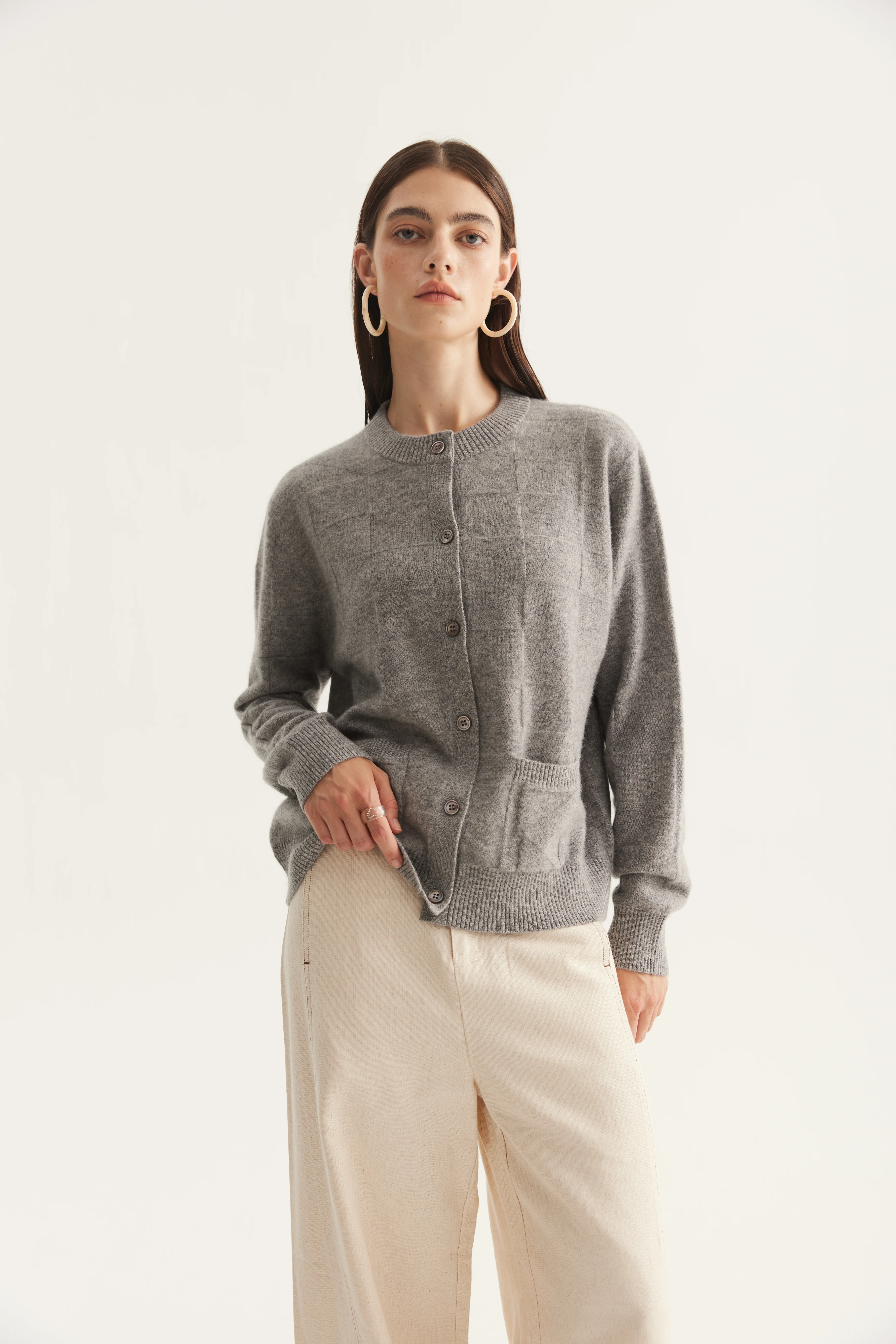 Textured Cashmere Button Sweater Vest reference view 5