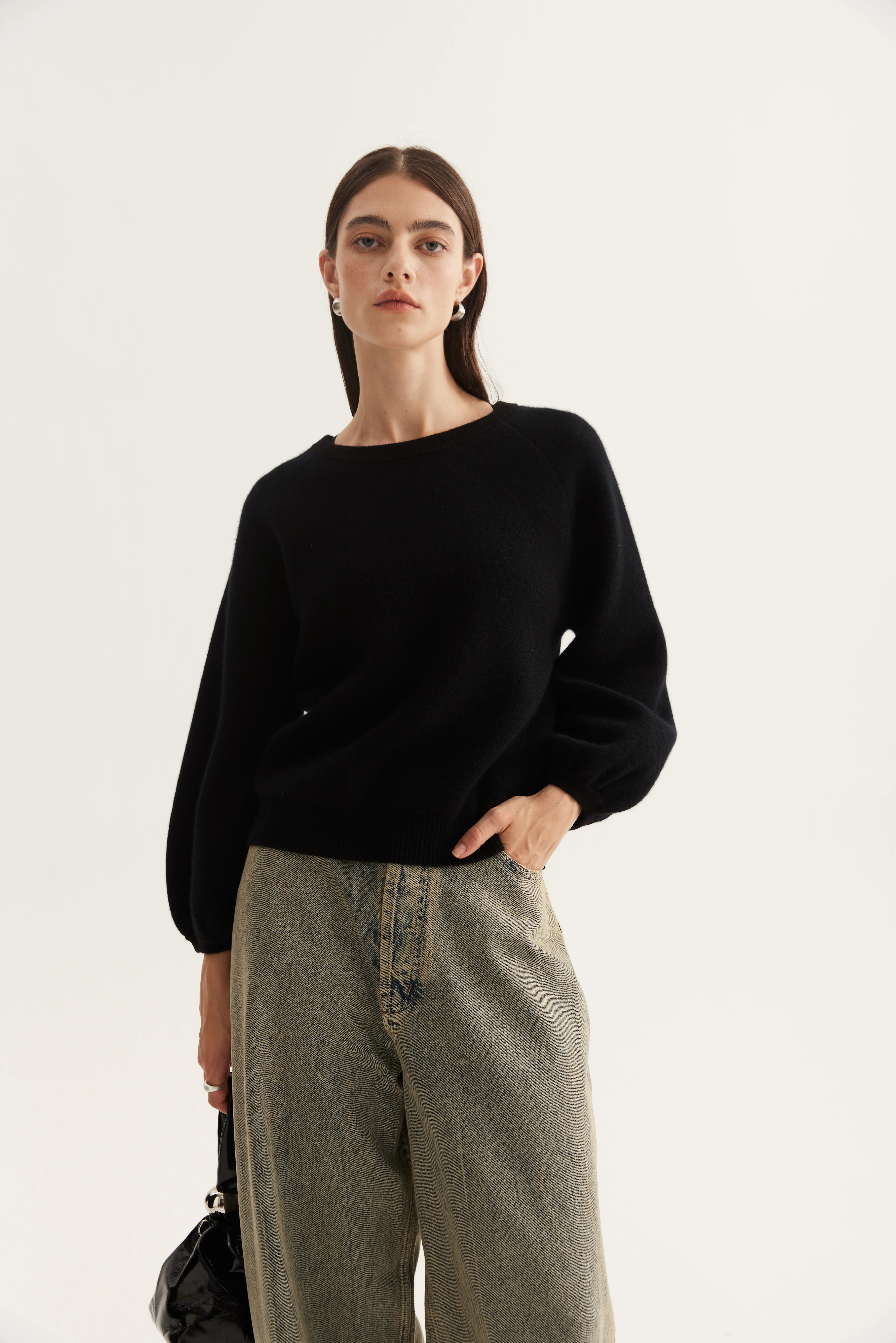 Lantern-Sleeve Cashmere Pullover product reference