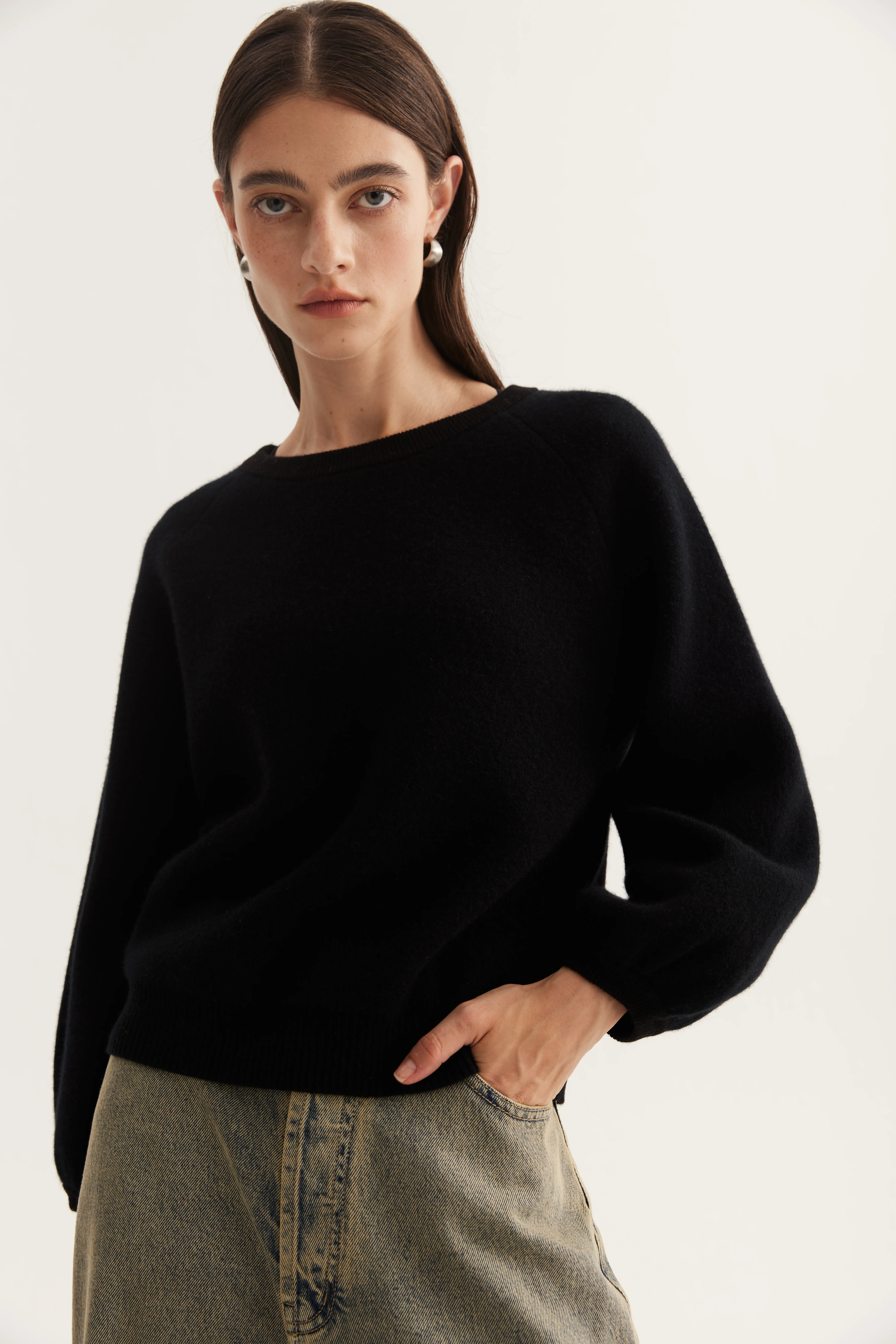 Lantern-Sleeve Cashmere Pullover reference view 2