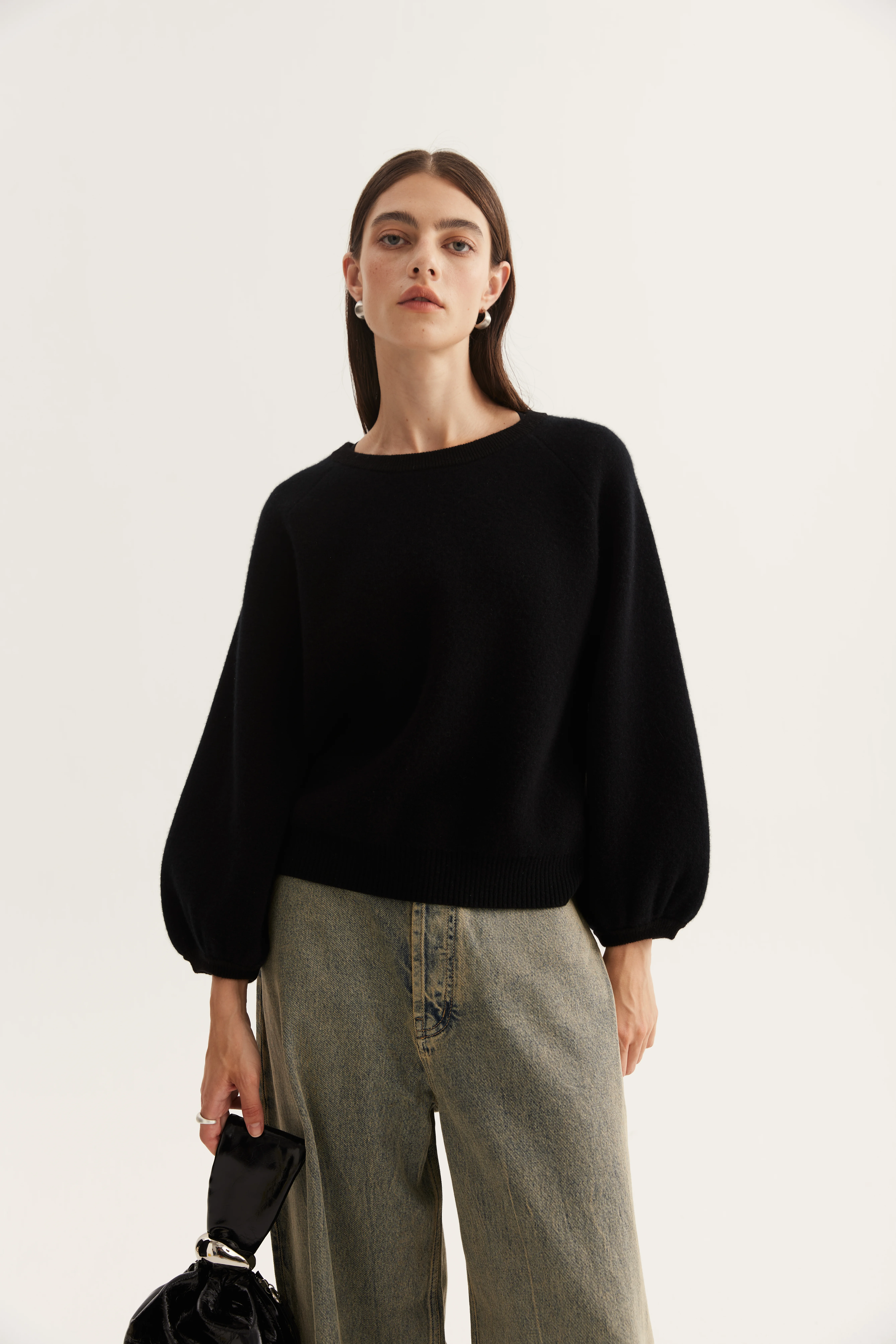 Lantern-Sleeve Cashmere Pullover reference view 3