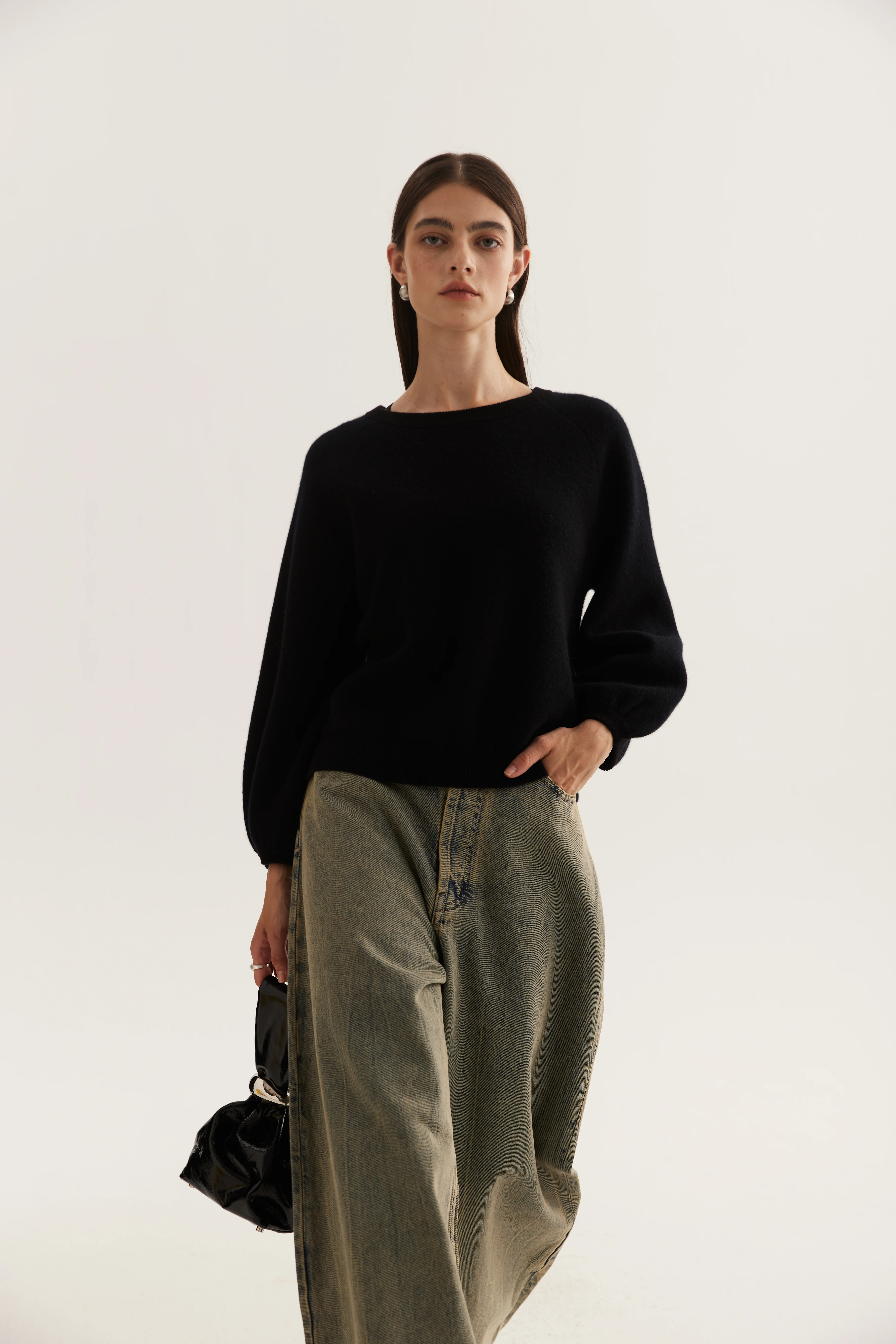 Lantern-Sleeve Cashmere Pullover reference view 4