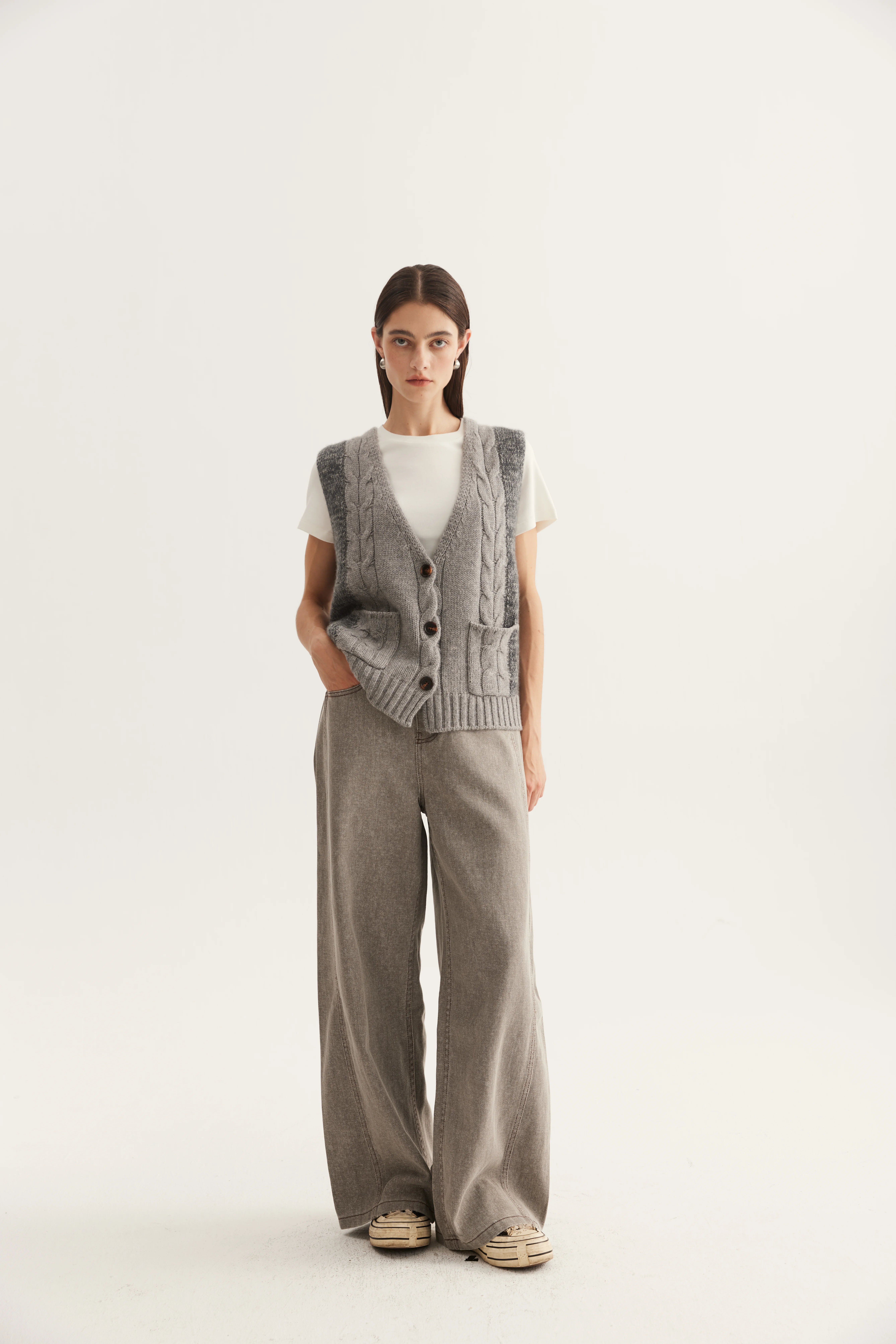 Cable Cashmere Sweater Vest reference view 3