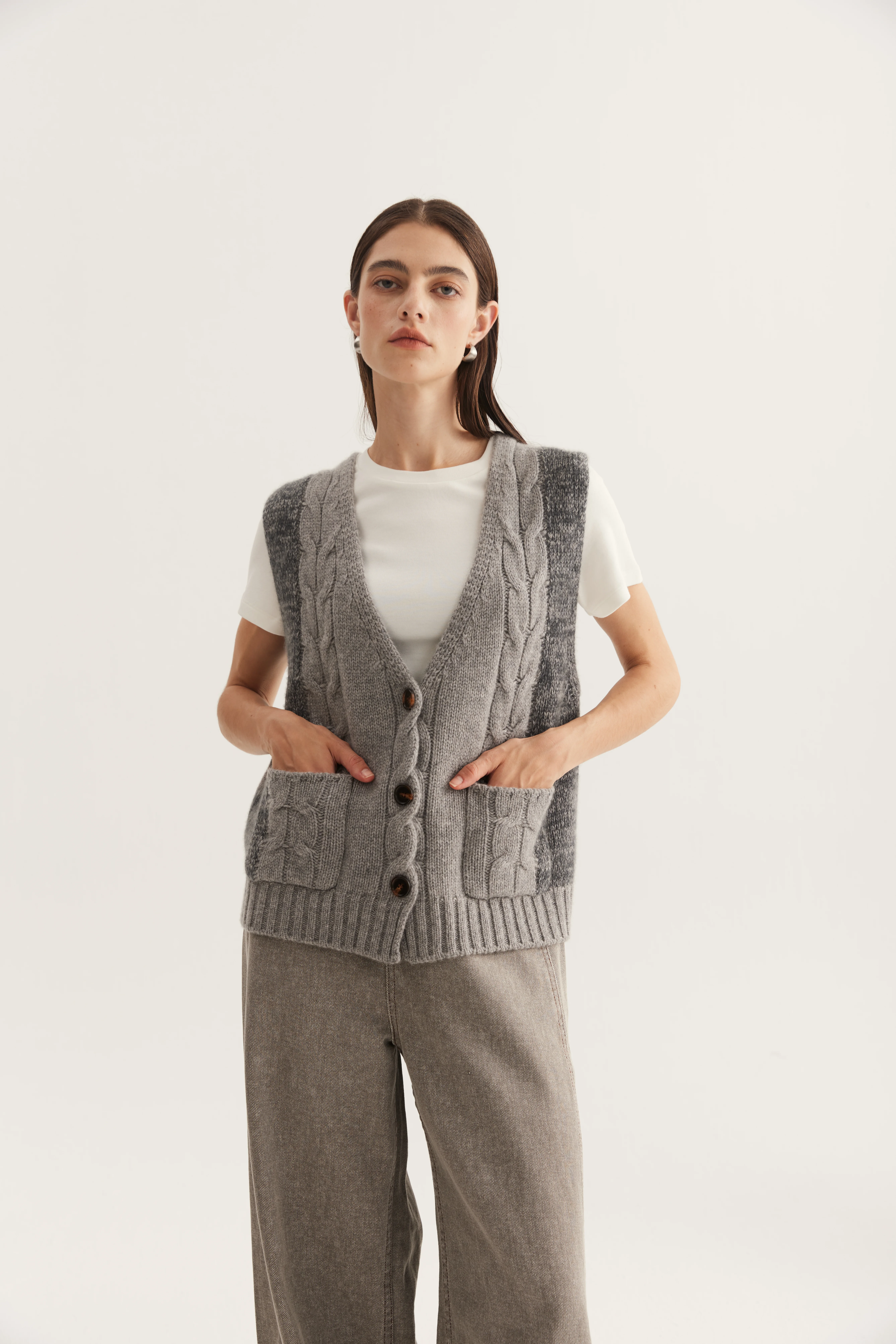 Cable Cashmere Sweater Vest reference view 4