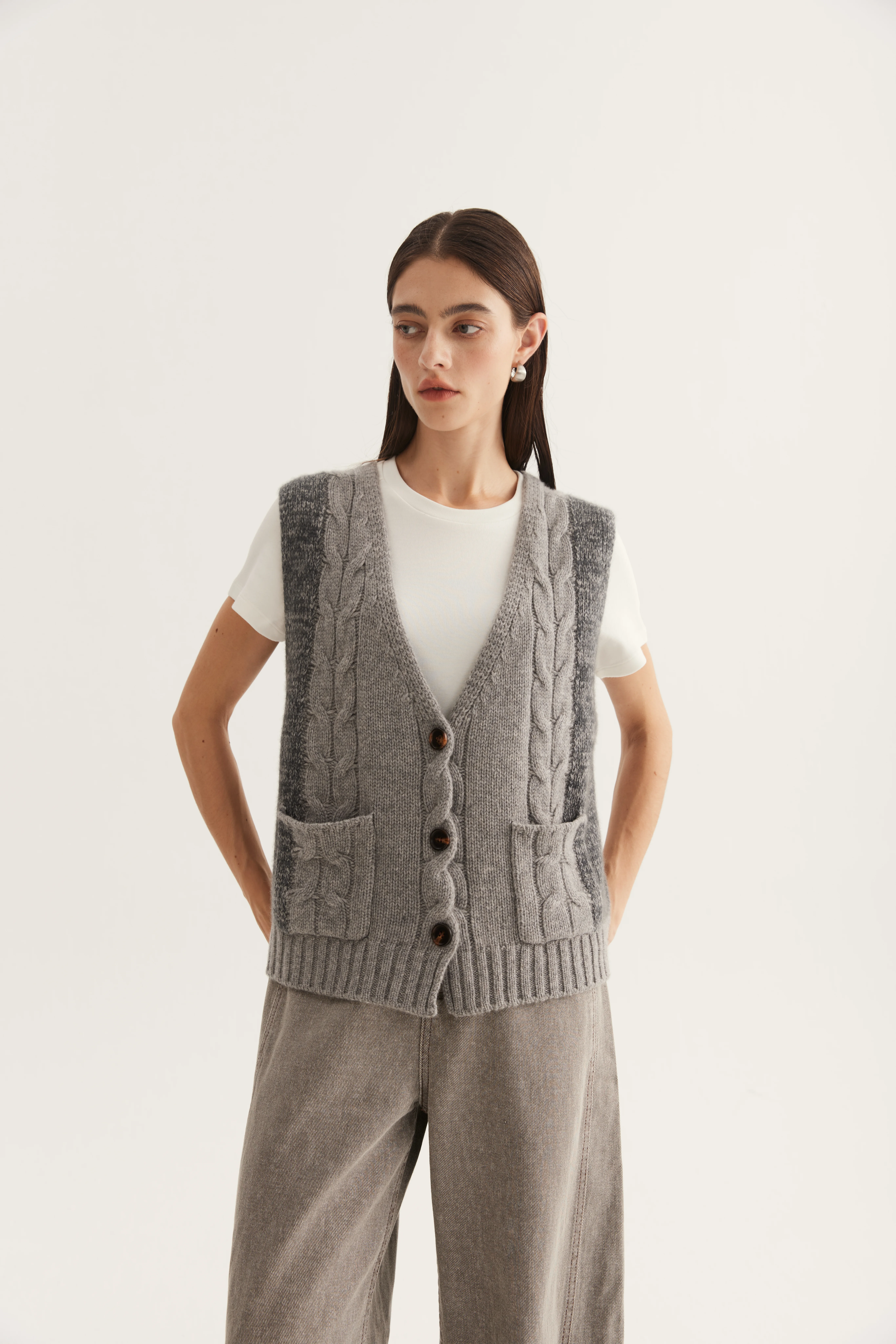 Cable Cashmere Sweater Vest reference view 5