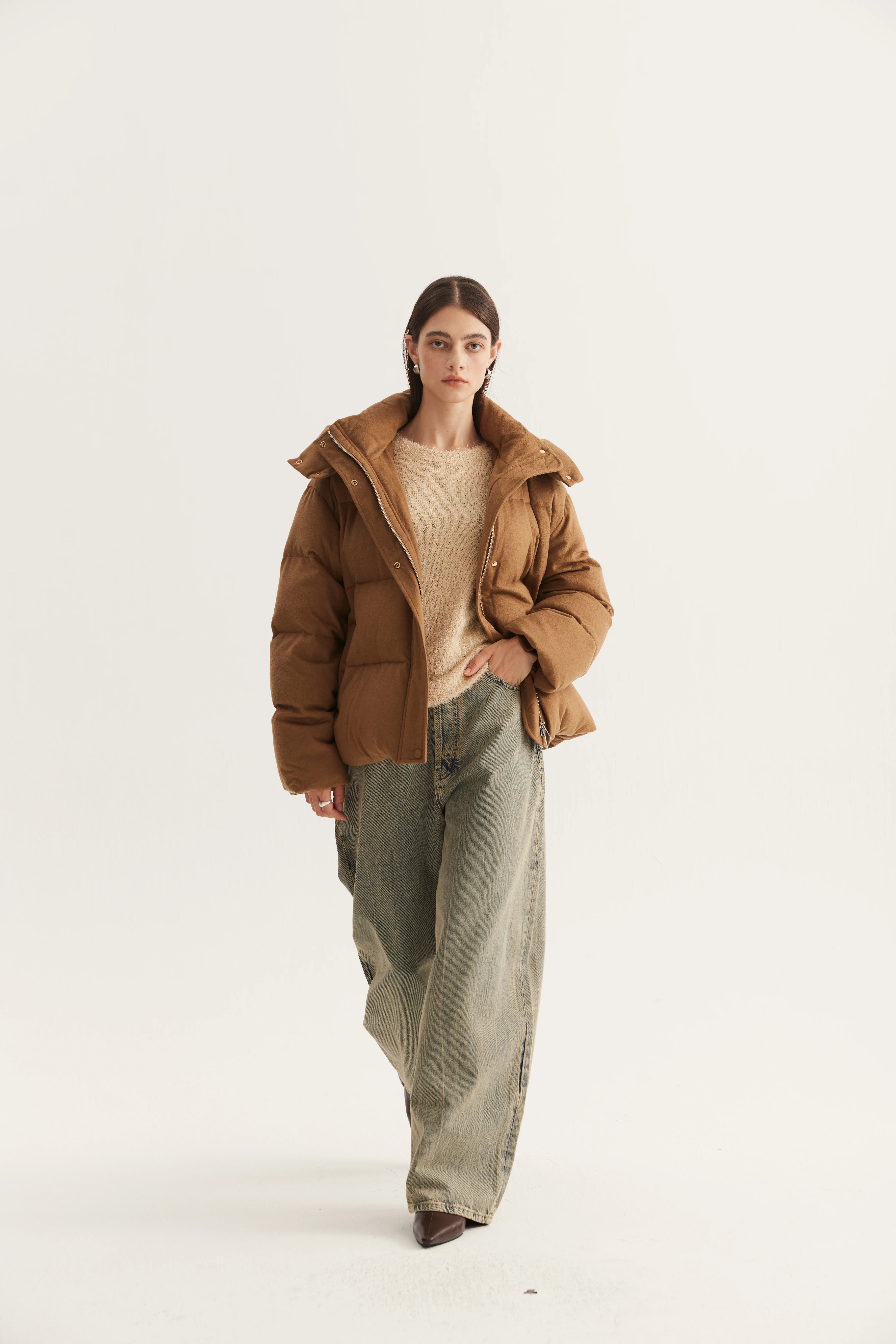 Cashmere-Faced Padded Knit Jacket product reference