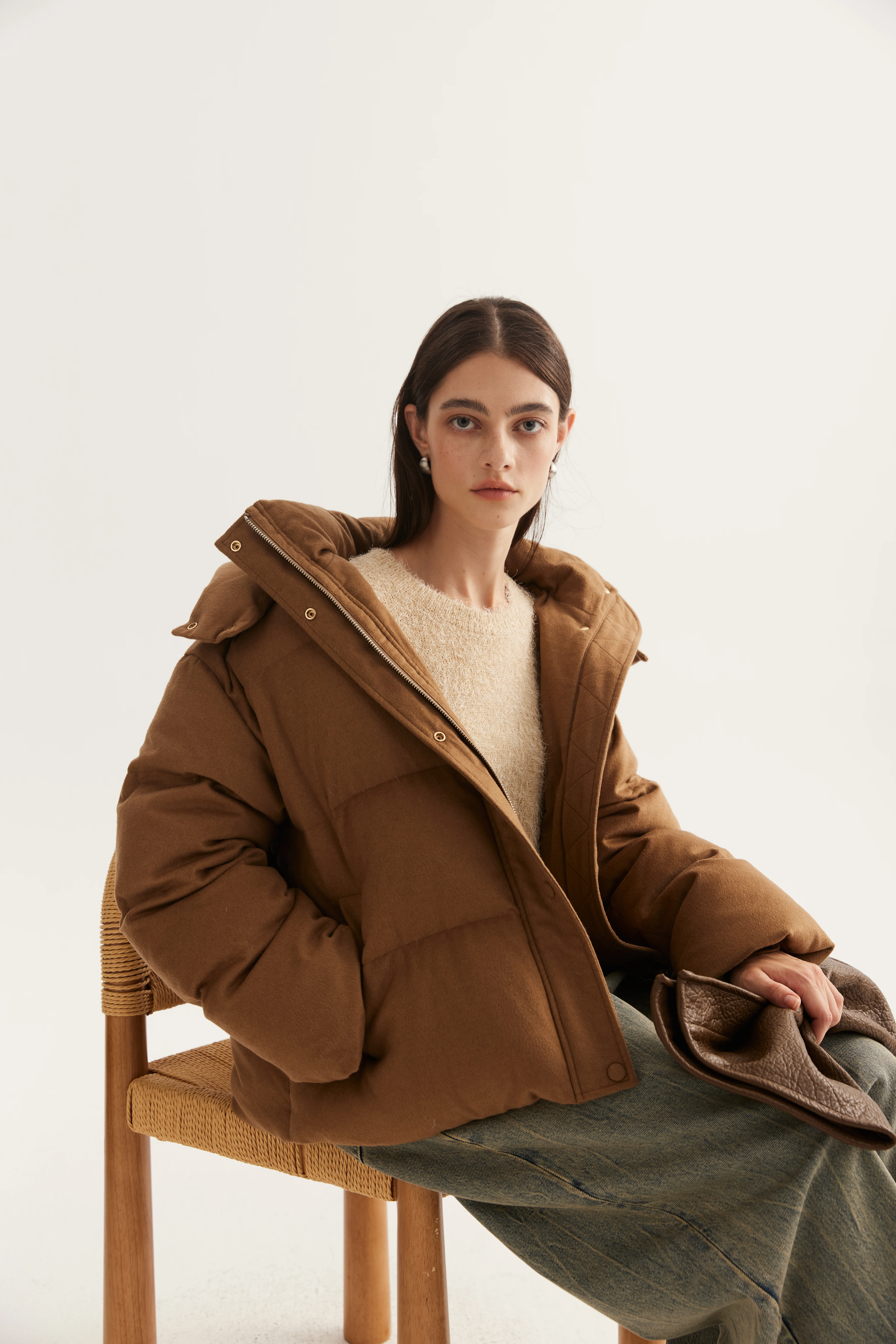 Cashmere-Faced Padded Knit Jacket reference view 3