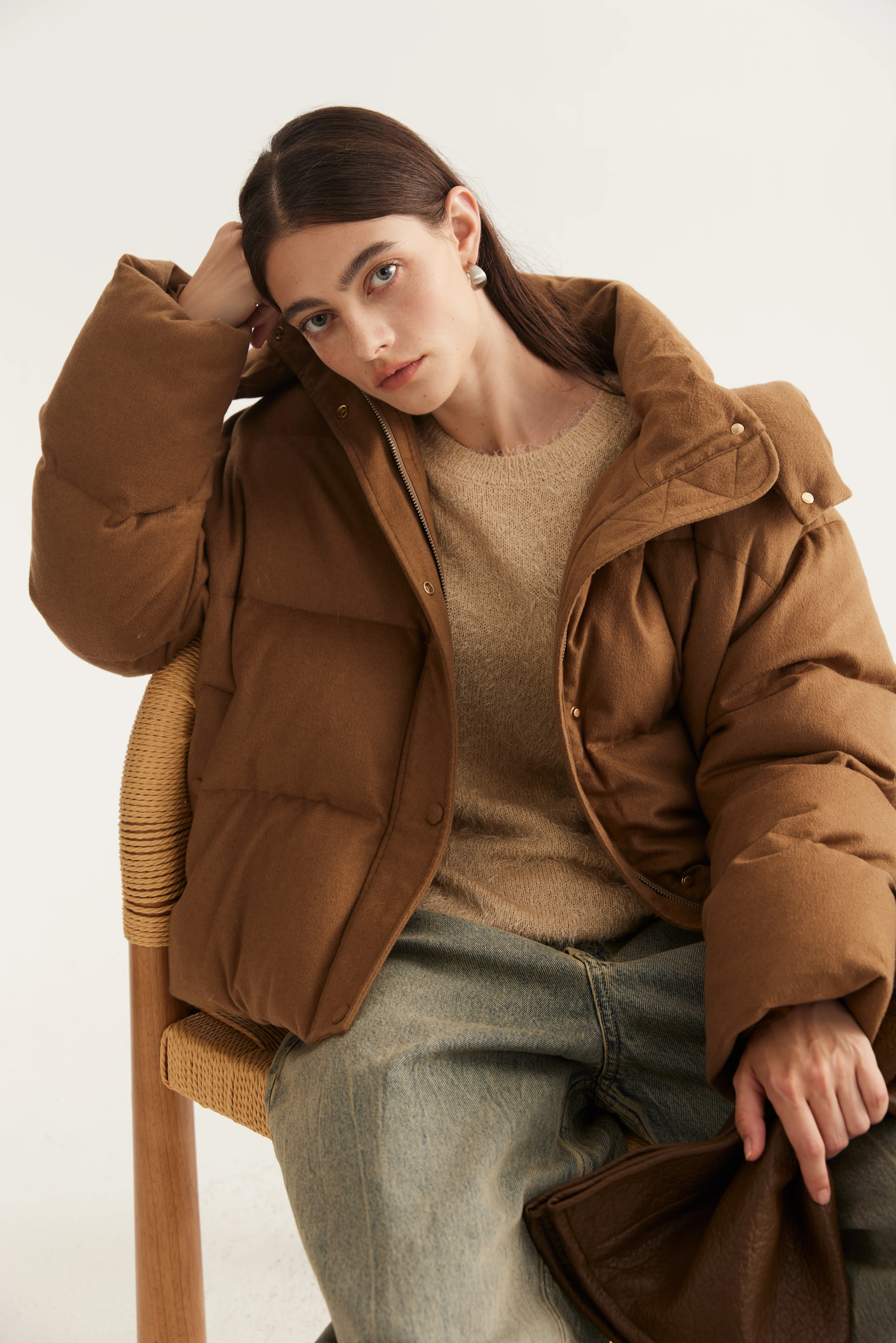 Cashmere-Faced Padded Knit Jacket reference view 4