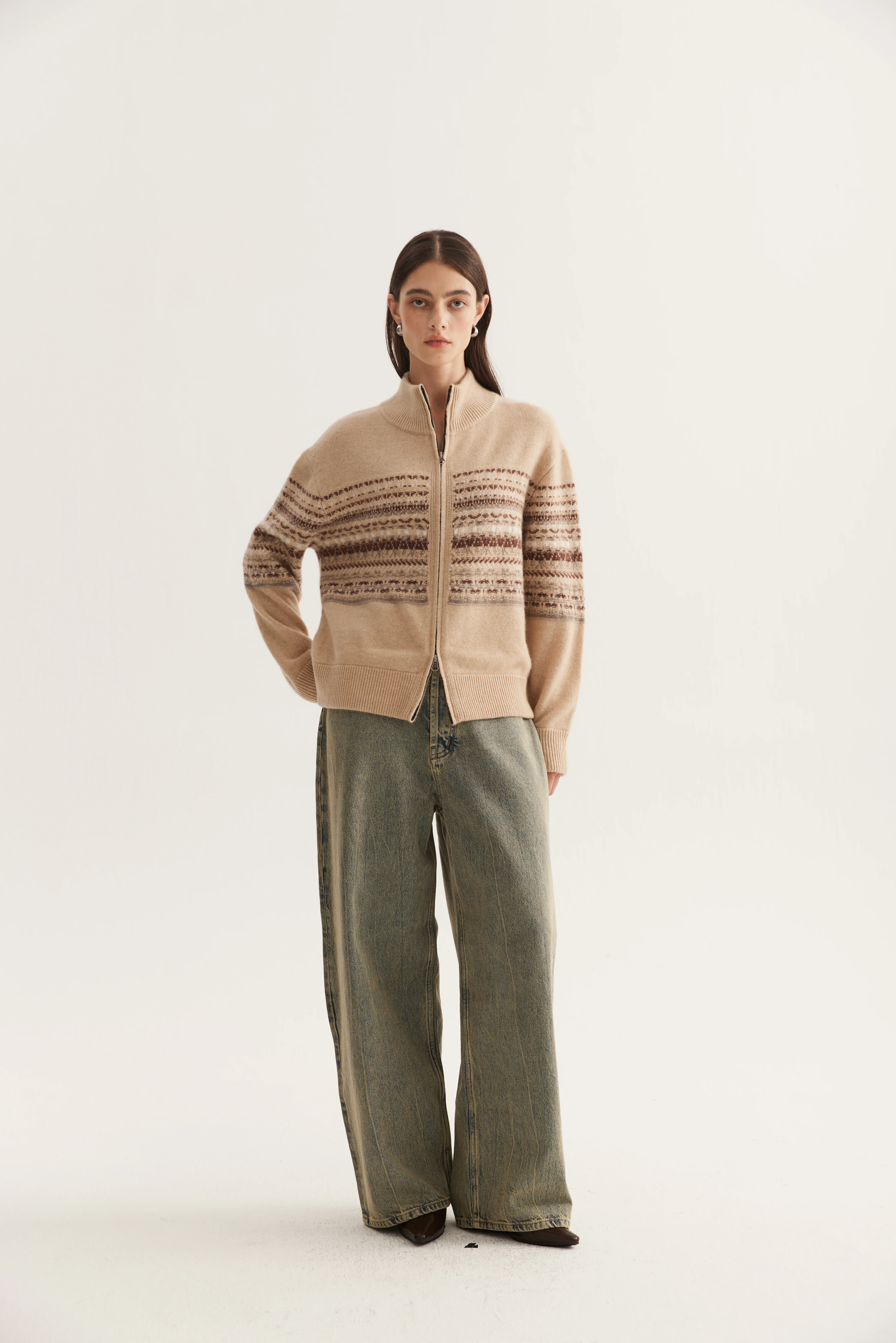 Colorwork zip cardigan reference