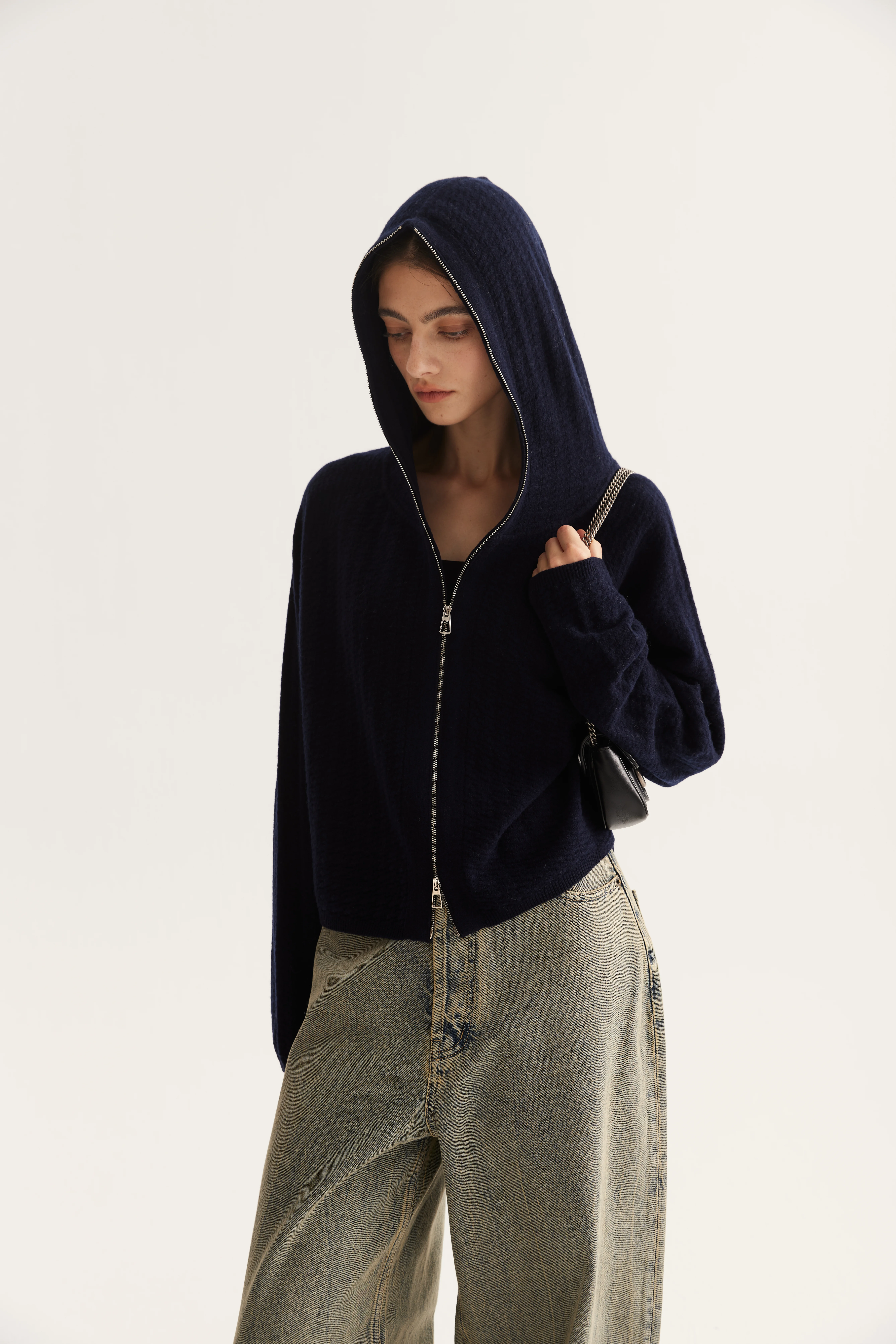 Hooded Cashmere Cardigan reference view 3