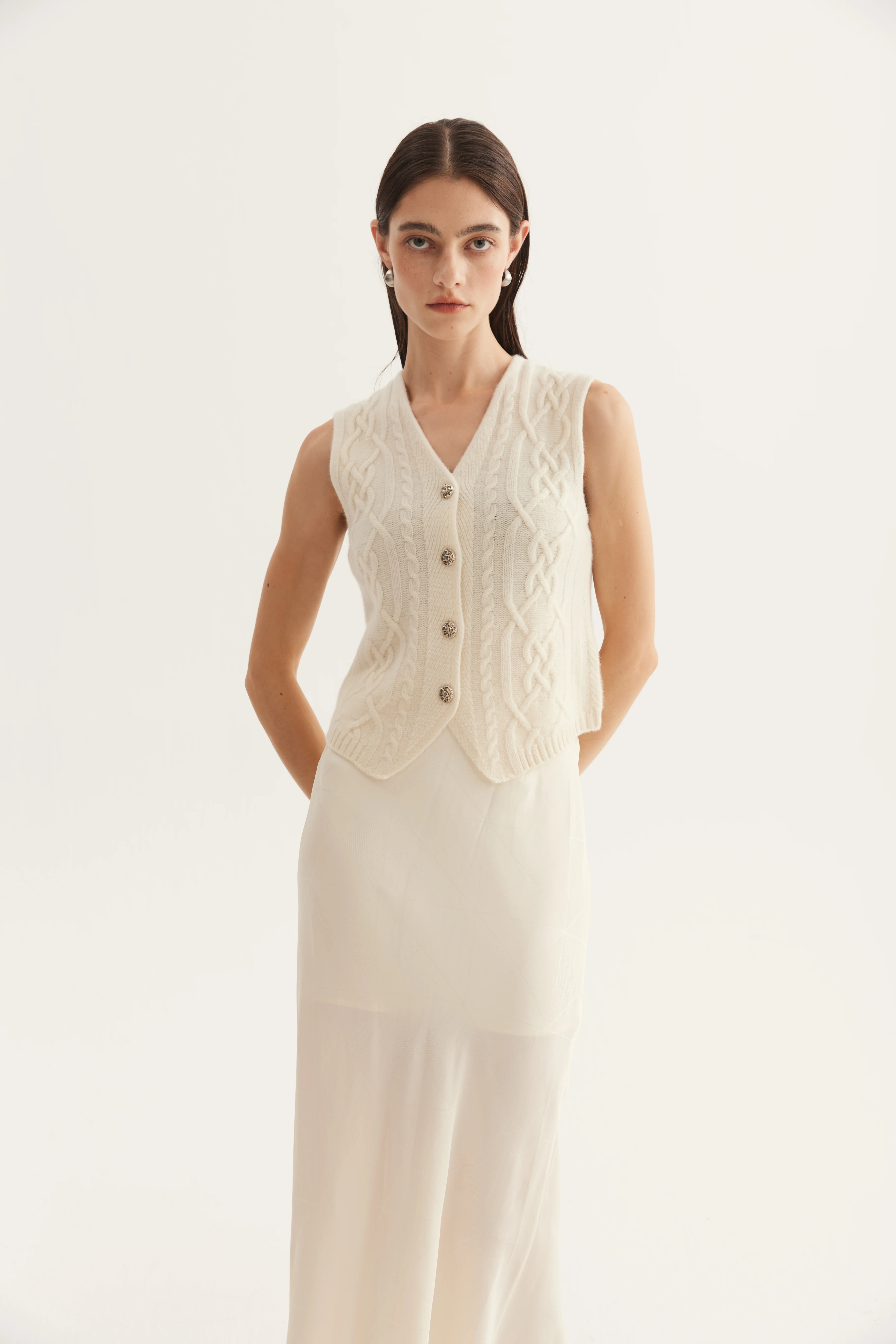 Cashmere V-Neck Button Sweater Vest product reference