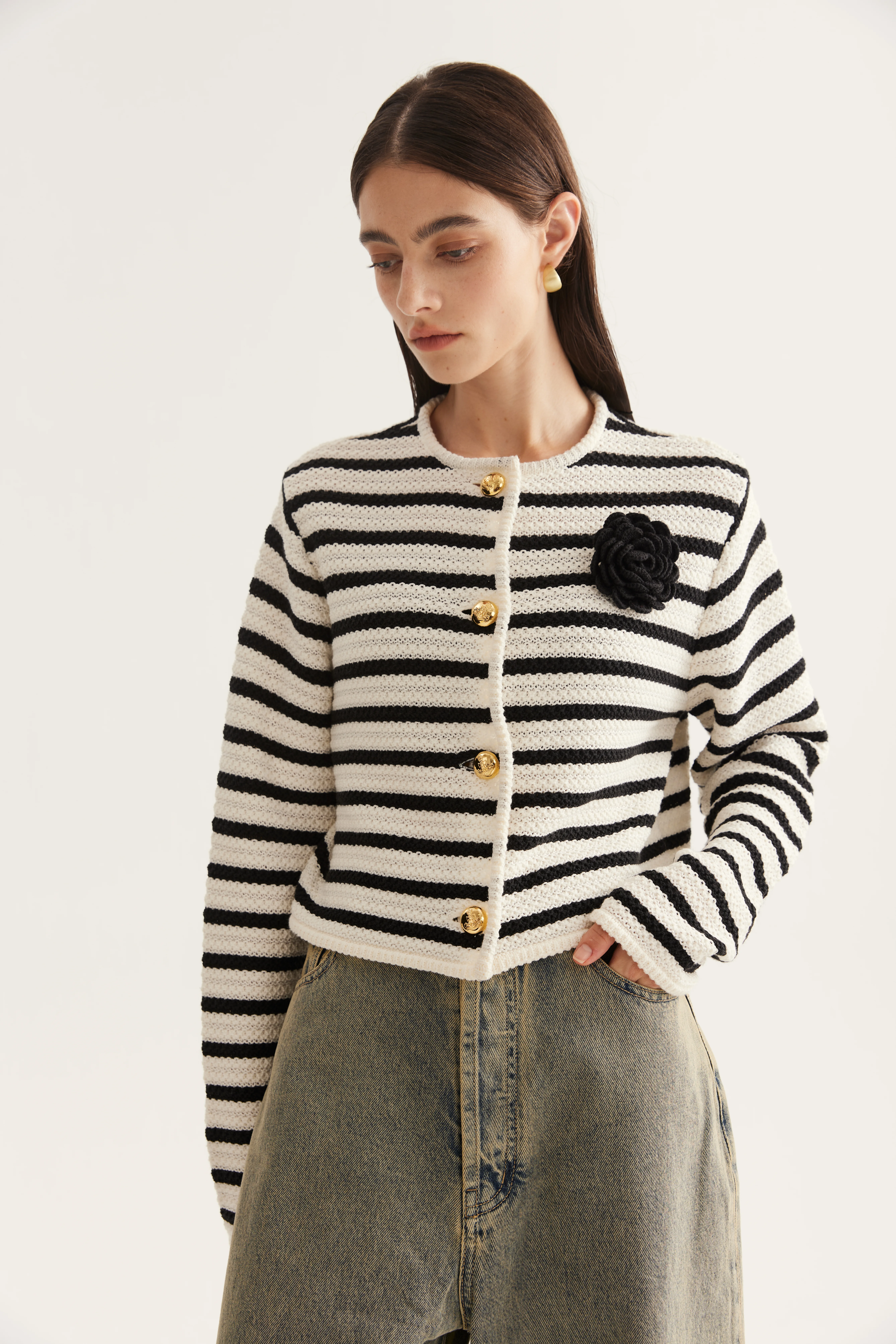 Striped Linen-Blend Cardigan product reference