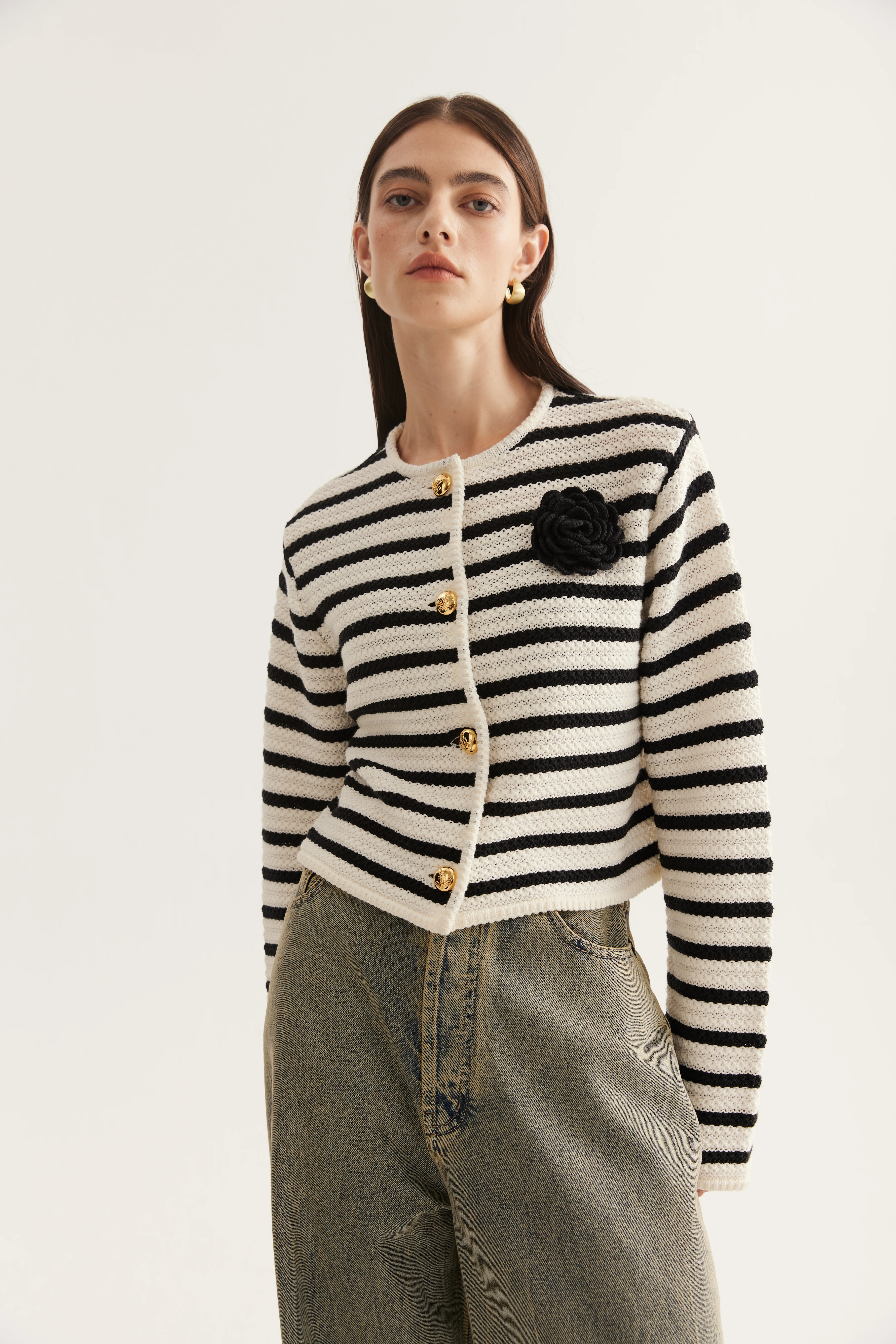 Striped Linen-Blend Cardigan reference view 2