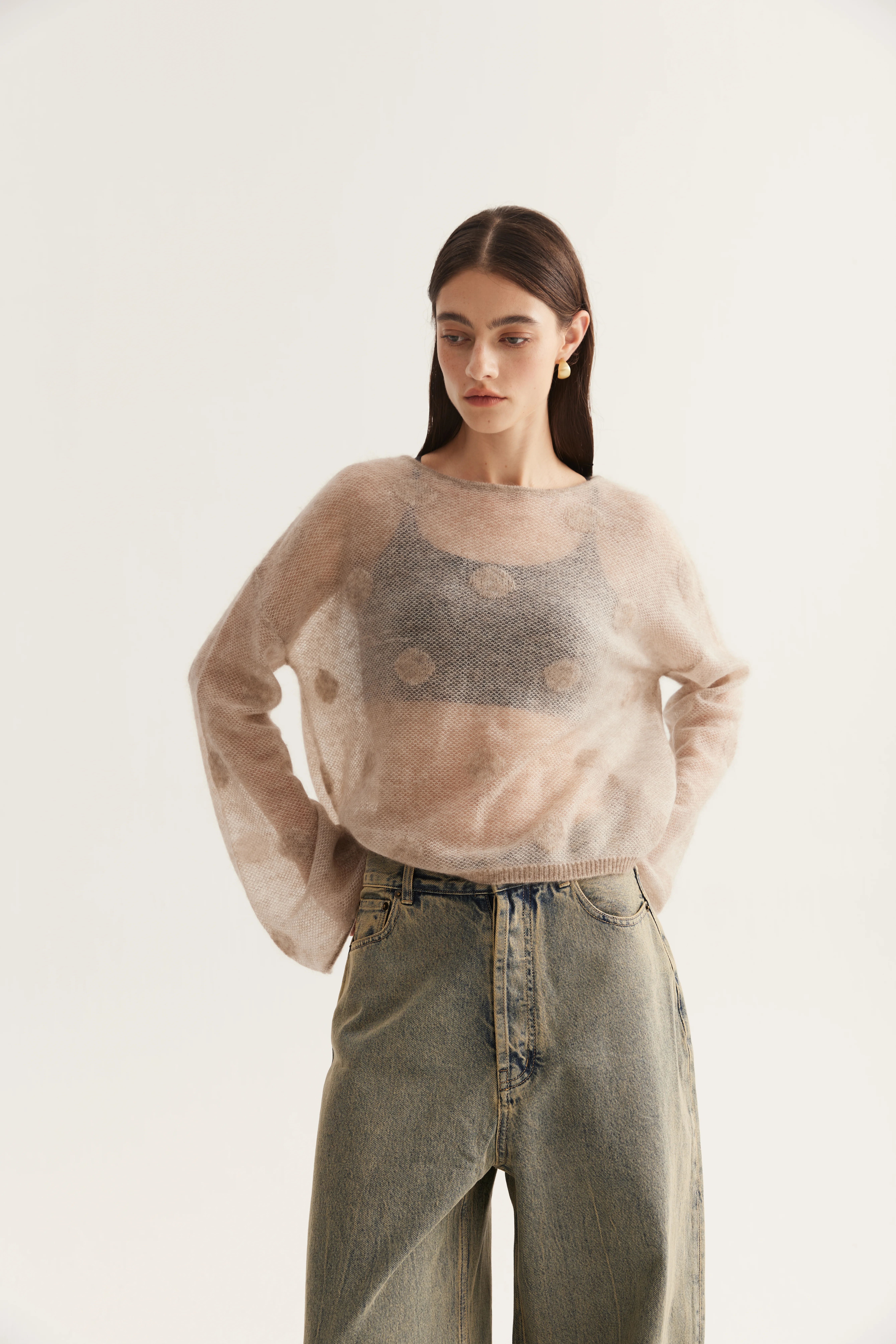 Sheer Cashmere-Blend Motif Pullover reference view 2