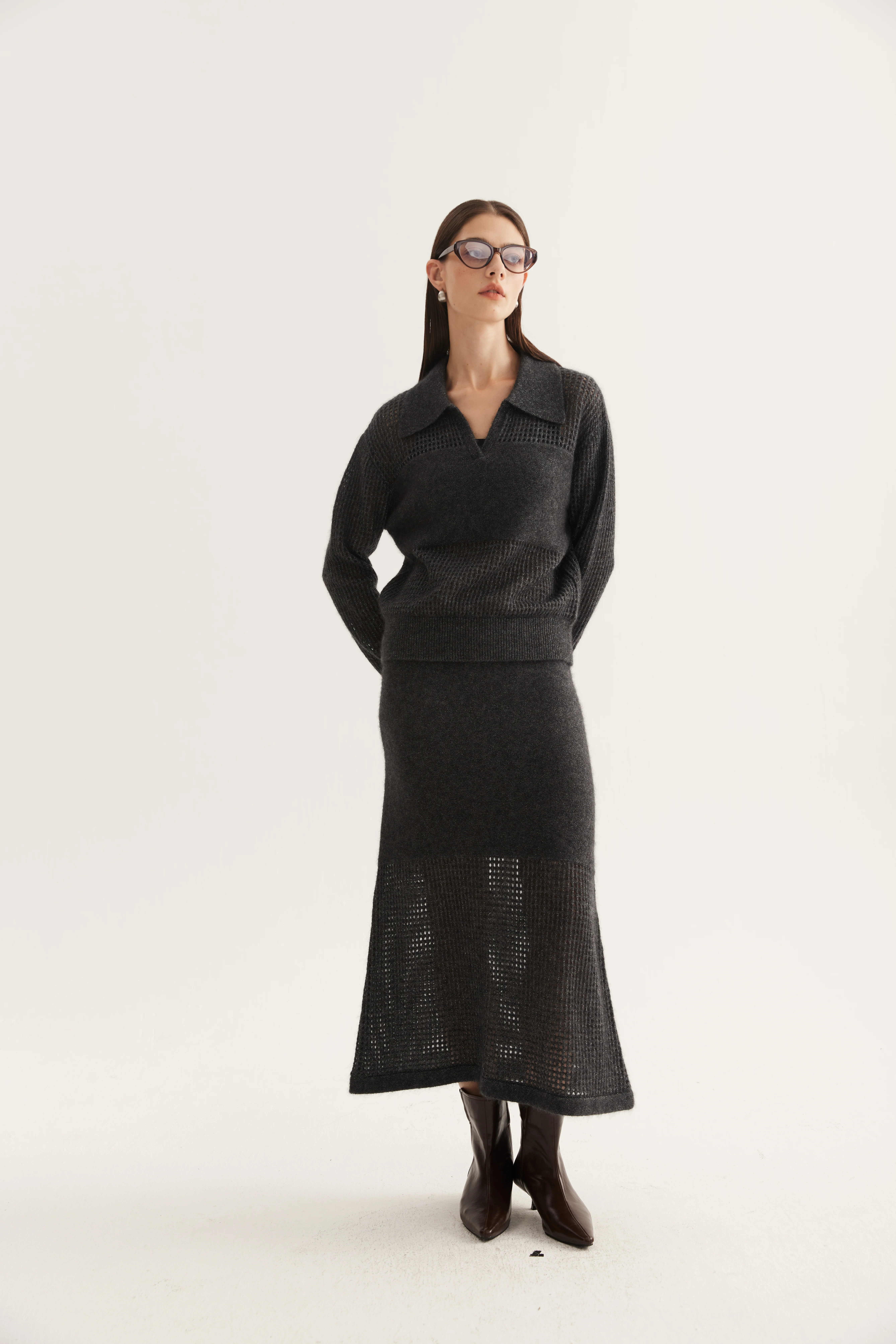 Cashmere-Blend Polo Matching Knit Set product reference