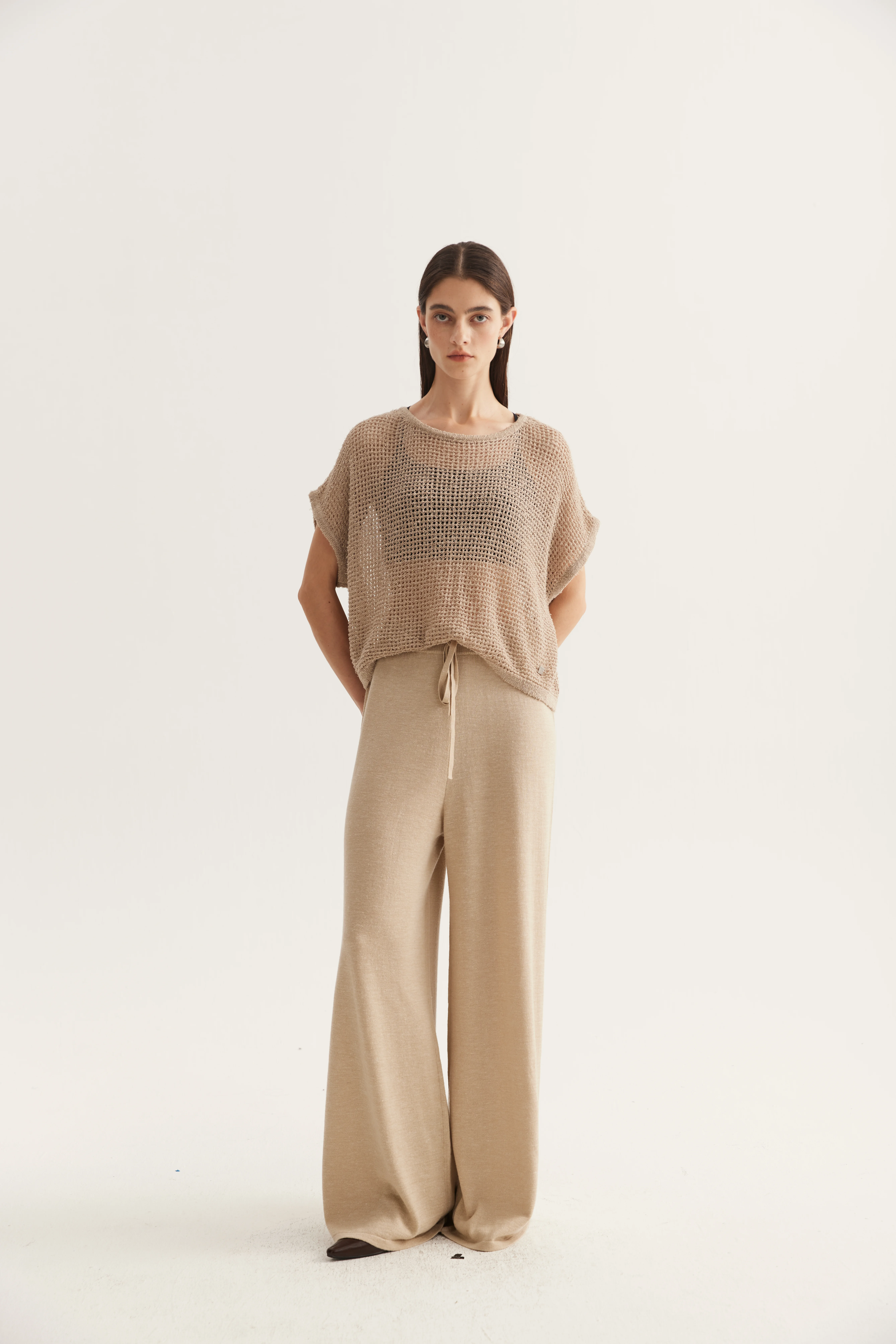 Wool Hemp Silk Straight Knit Pants reference view 2