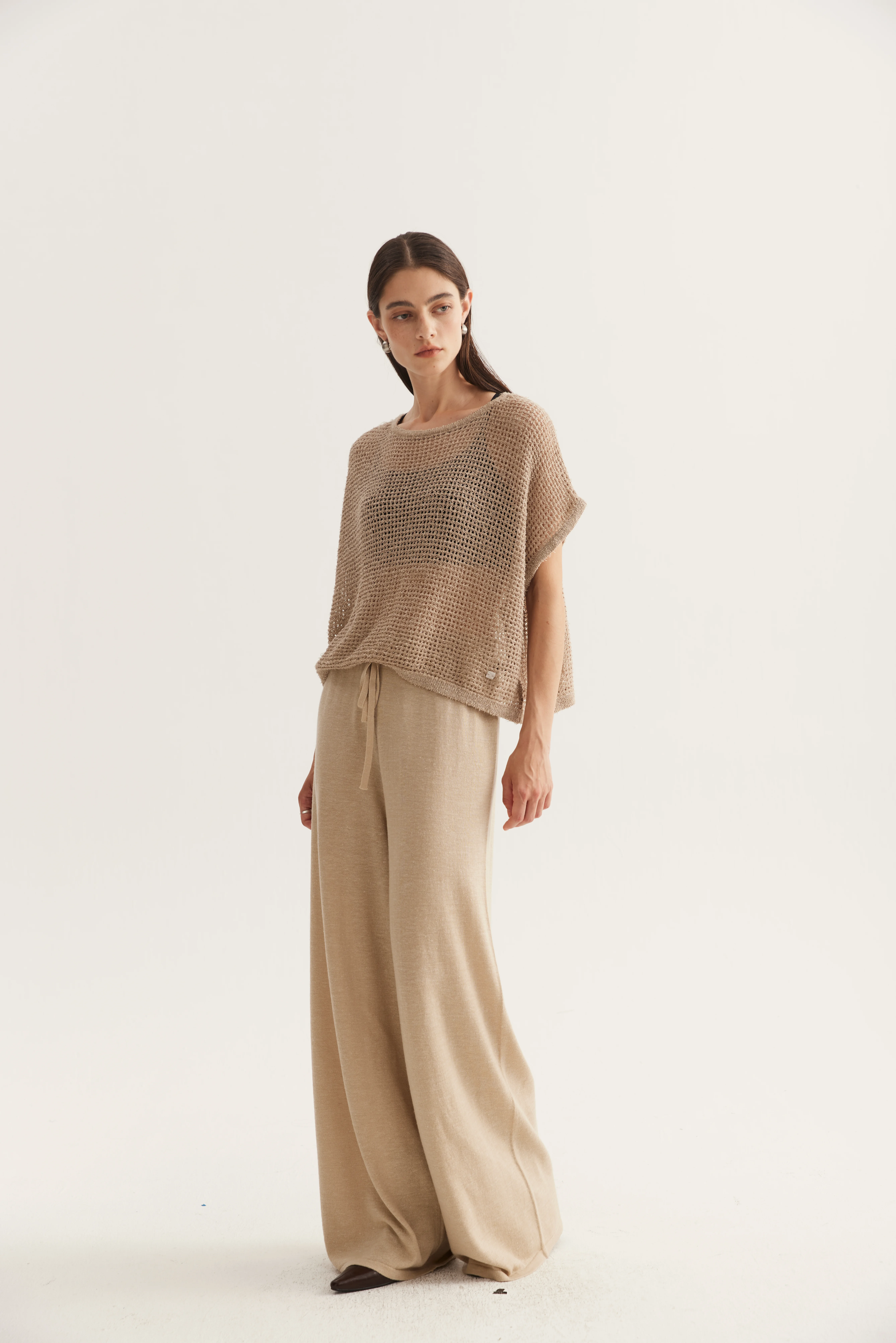 Wool Hemp Silk Straight Knit Pants reference view 3