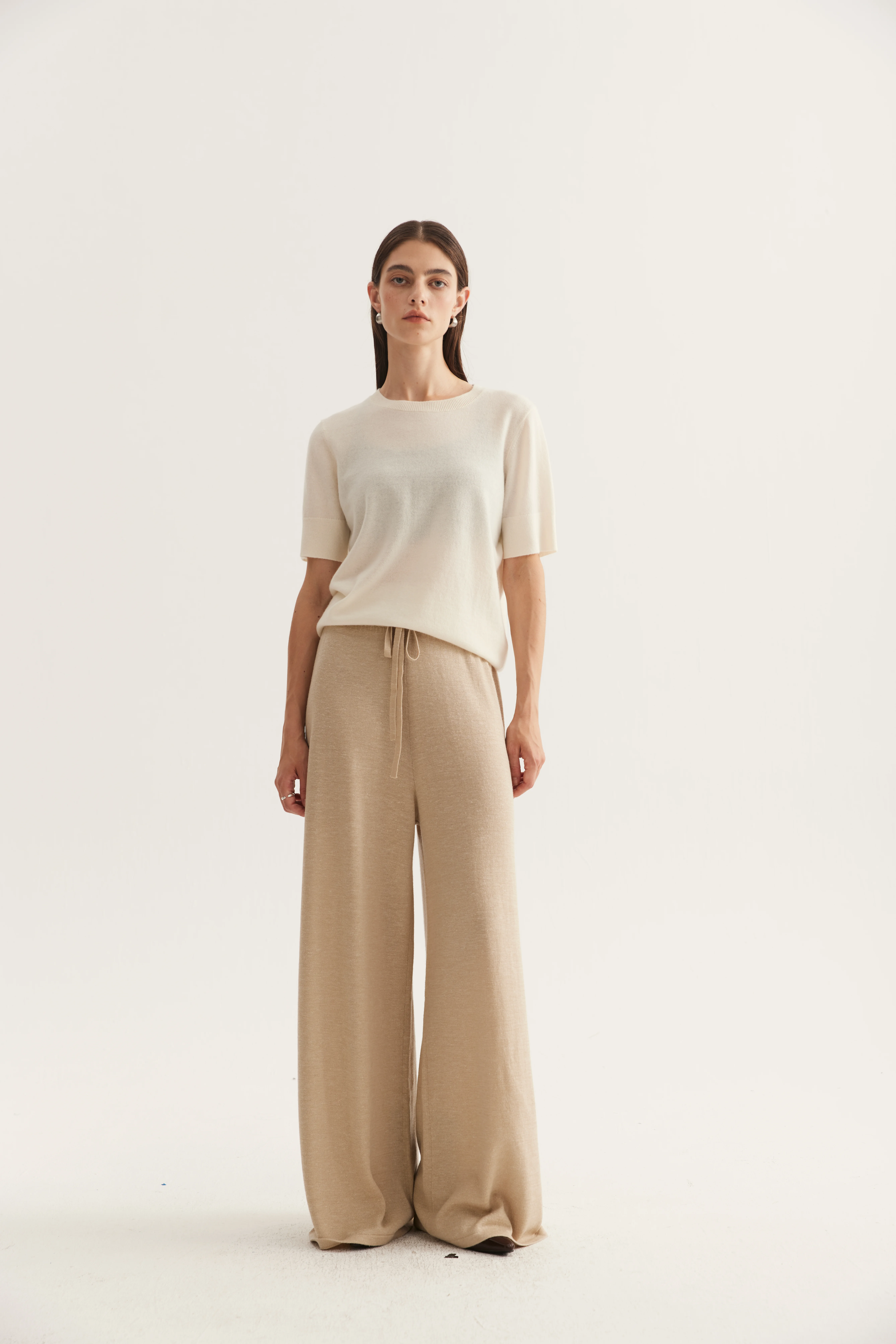 Wool Hemp Silk Straight Knit Pants reference view 5