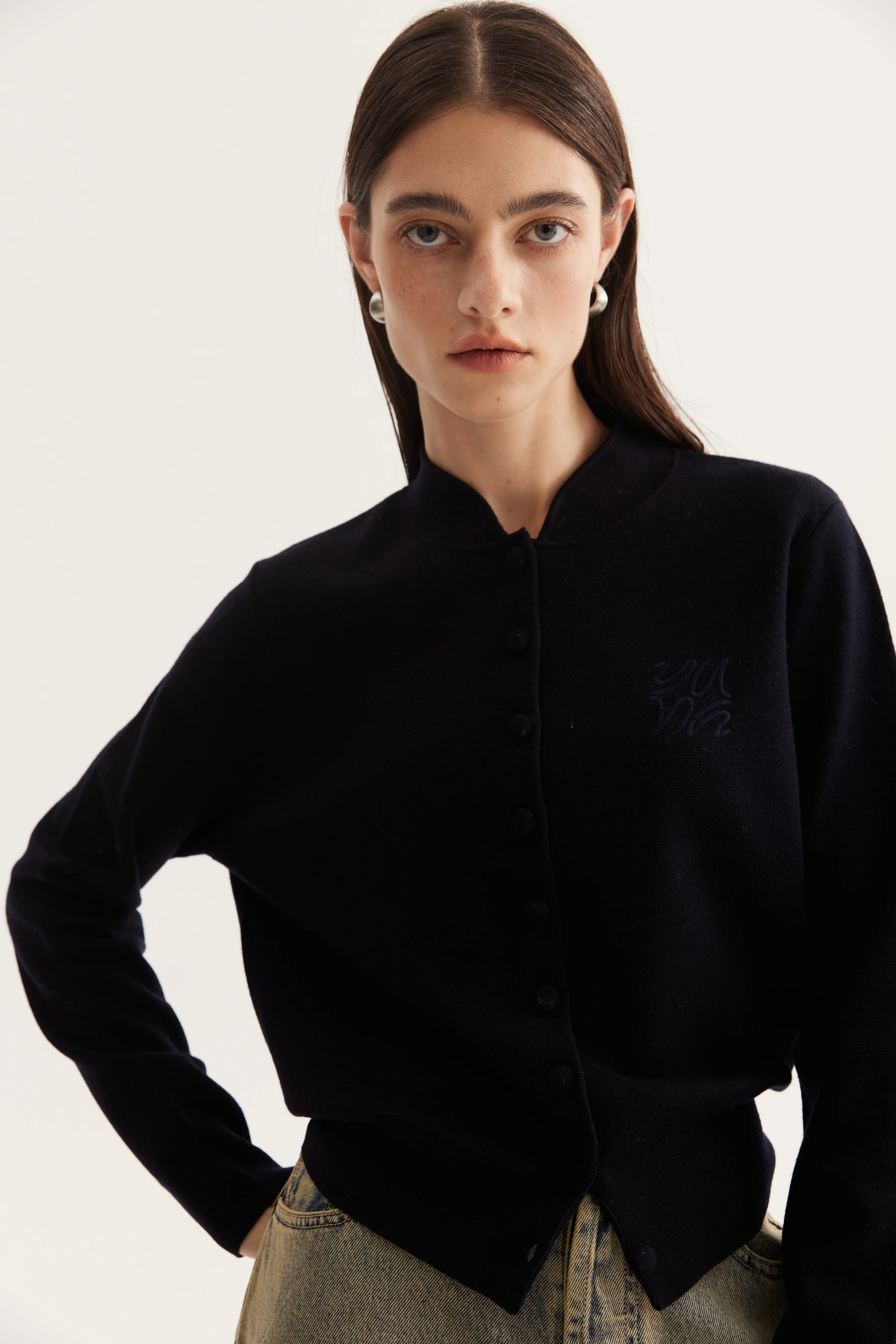 Chinese-Inspired Wool Cardigan reference view 4
