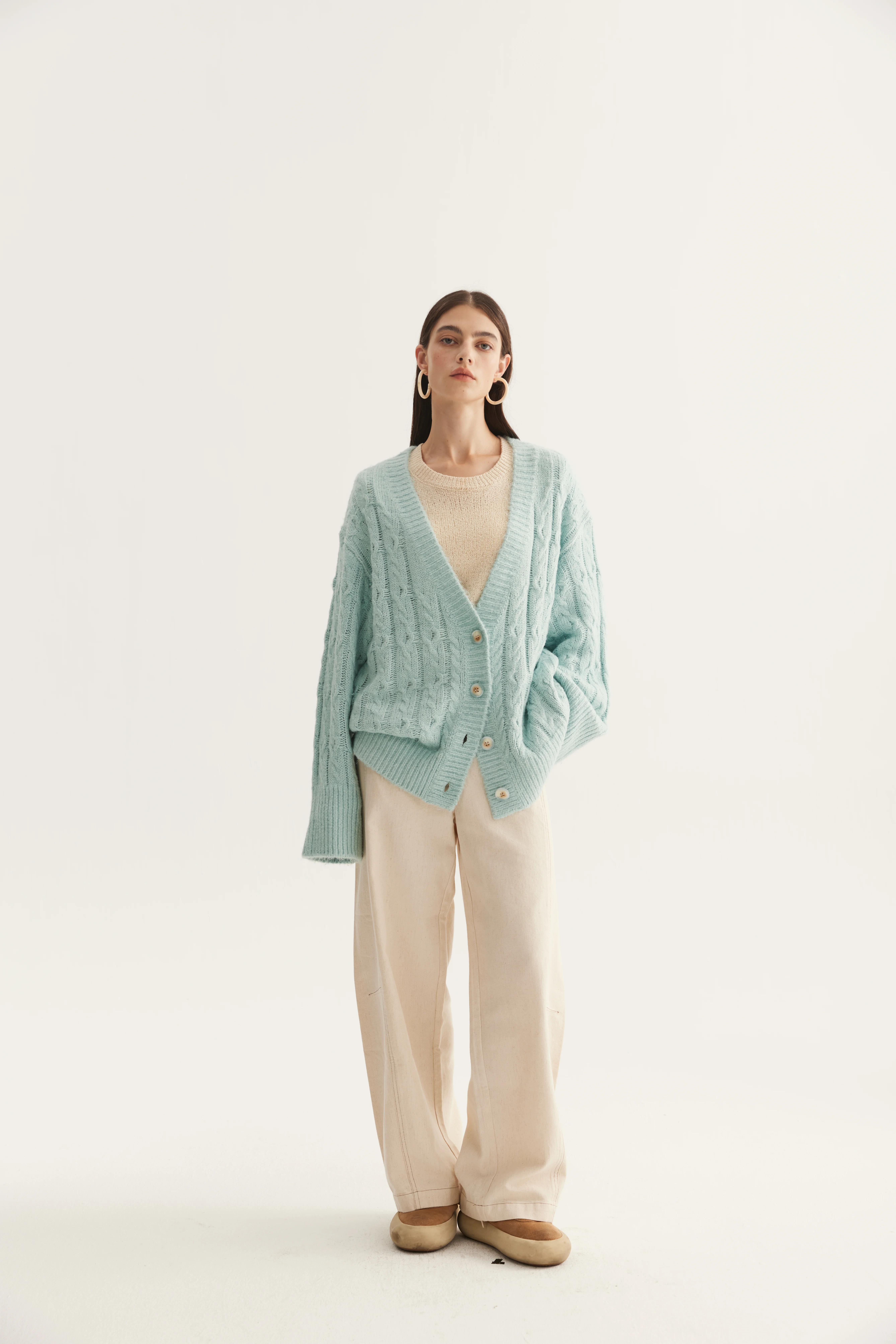Cable-Textured Mulberry Silk Cardigan product reference