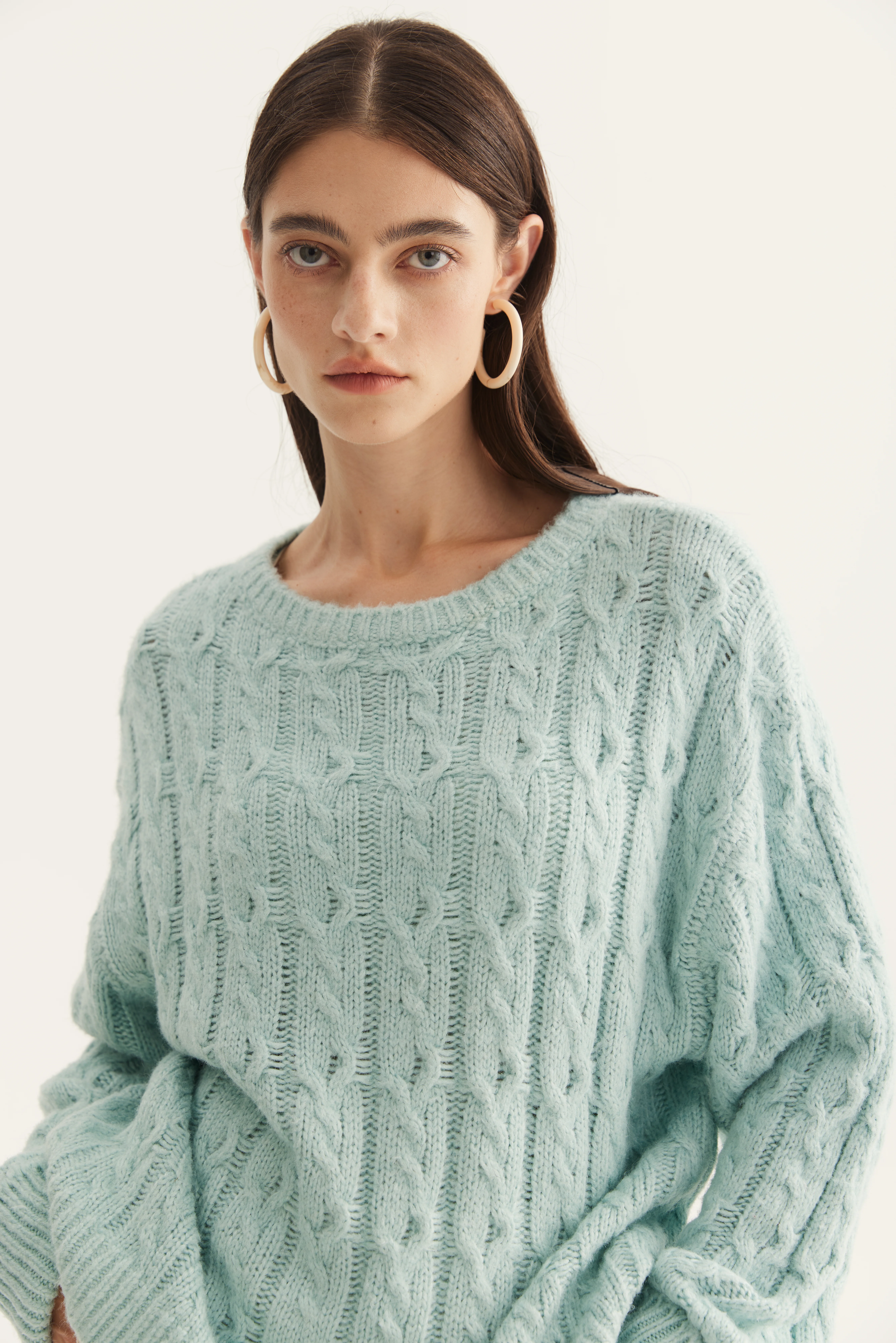 Cable-Textured Mulberry Silk Pullover reference view 4
