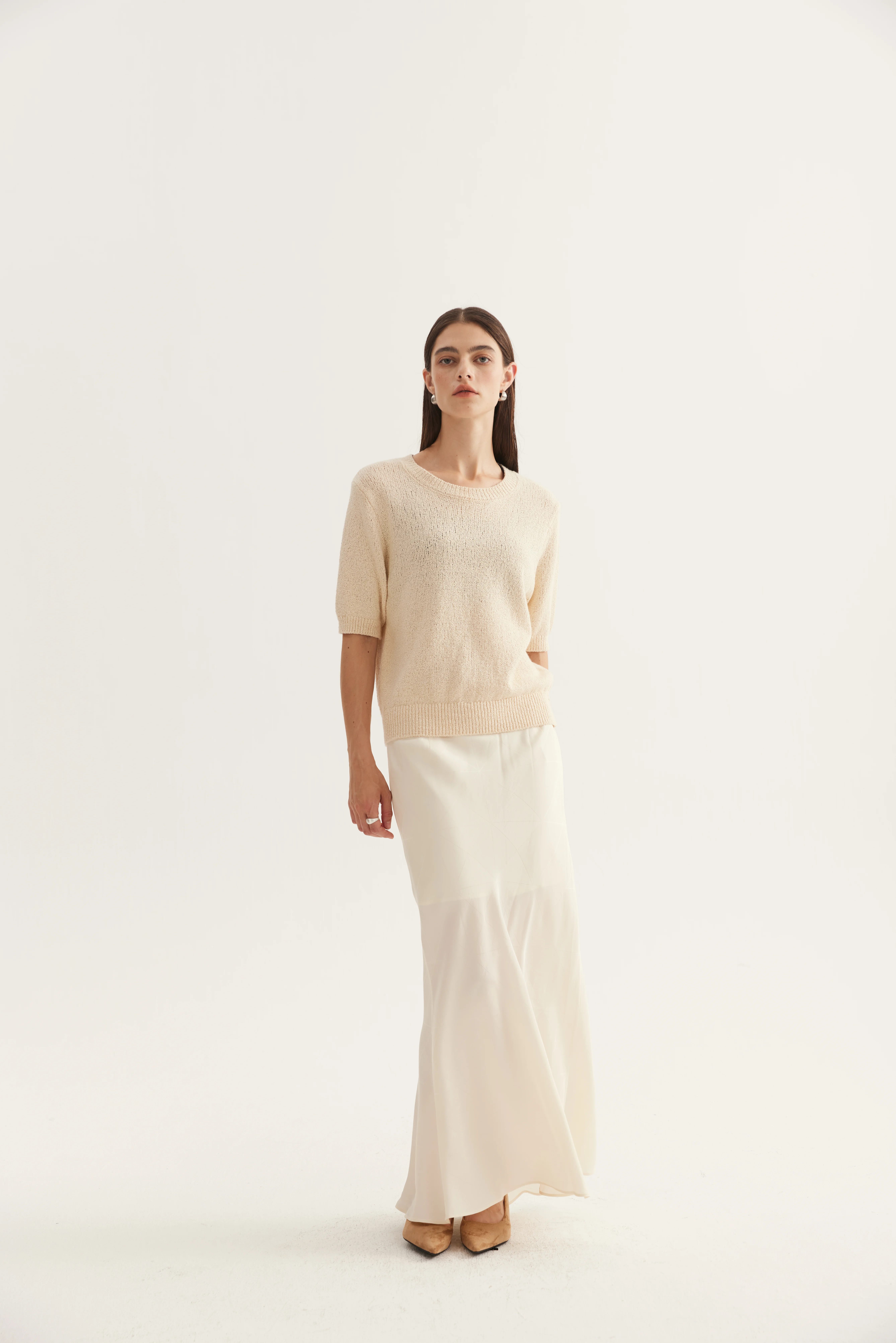 Cotton Cashmere Silk Short-Sleeve Knit Top reference view 8