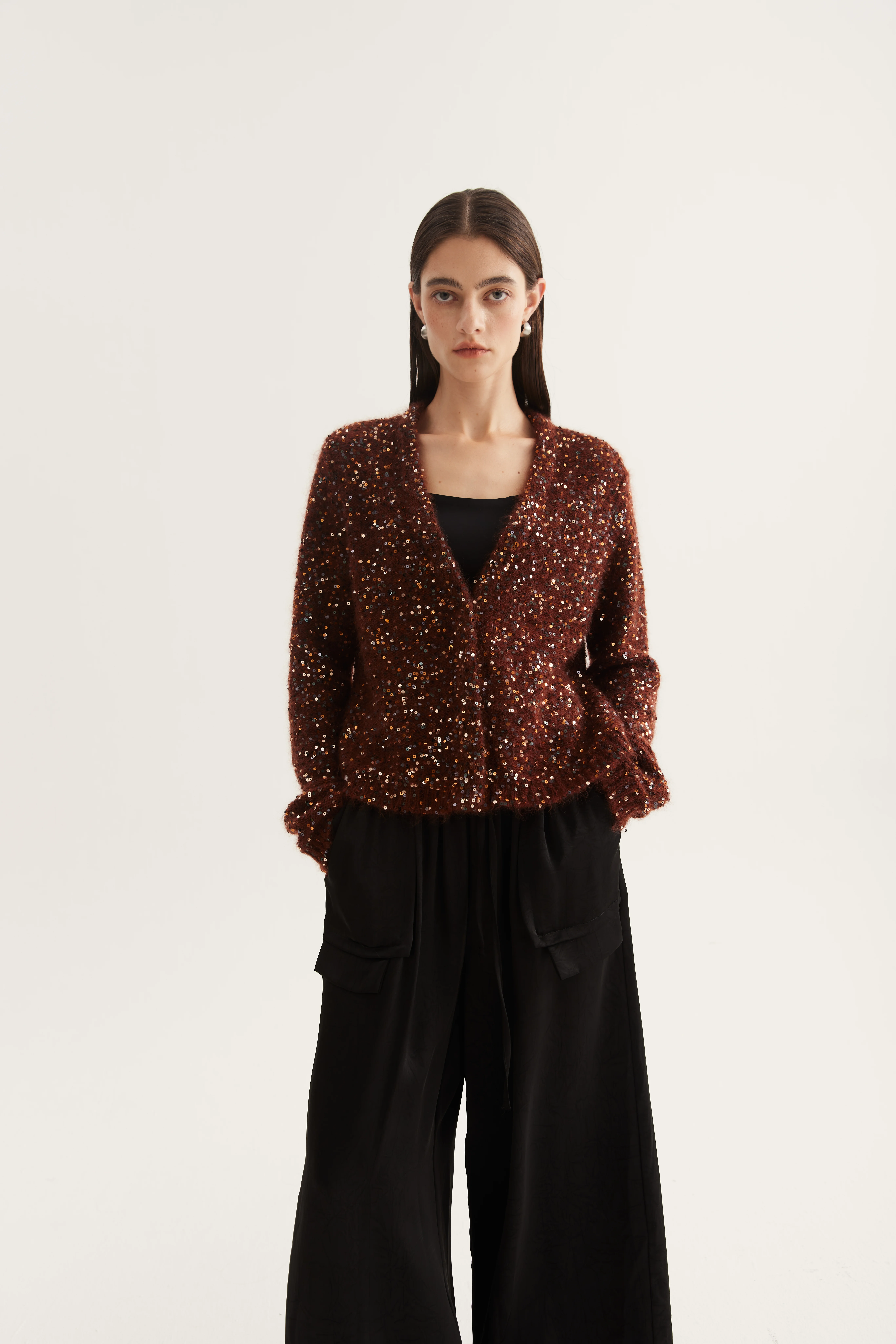 Mohair-Blend Sequined Cardigan reference view 2