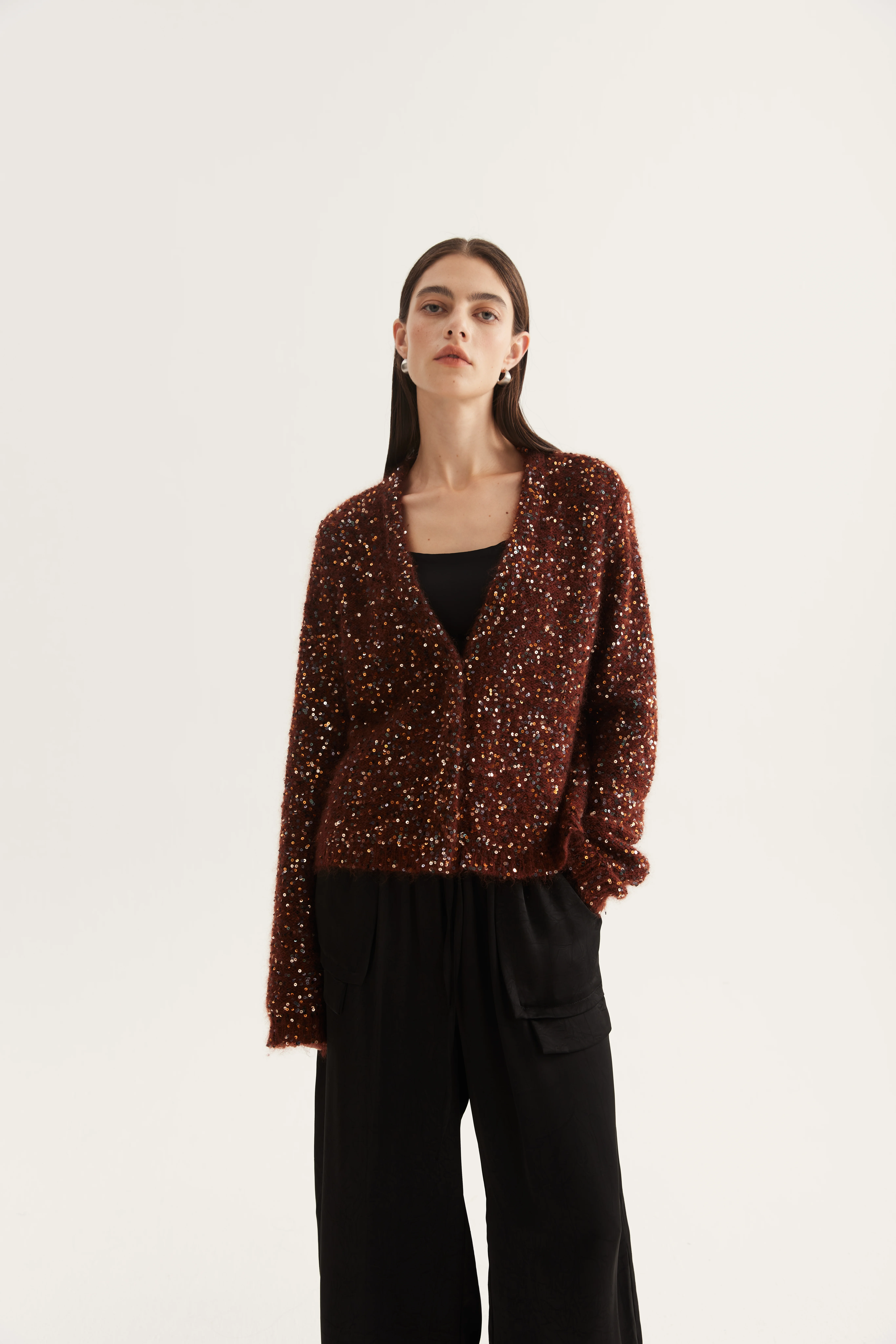 Mohair-Blend Sequined Cardigan reference view 4