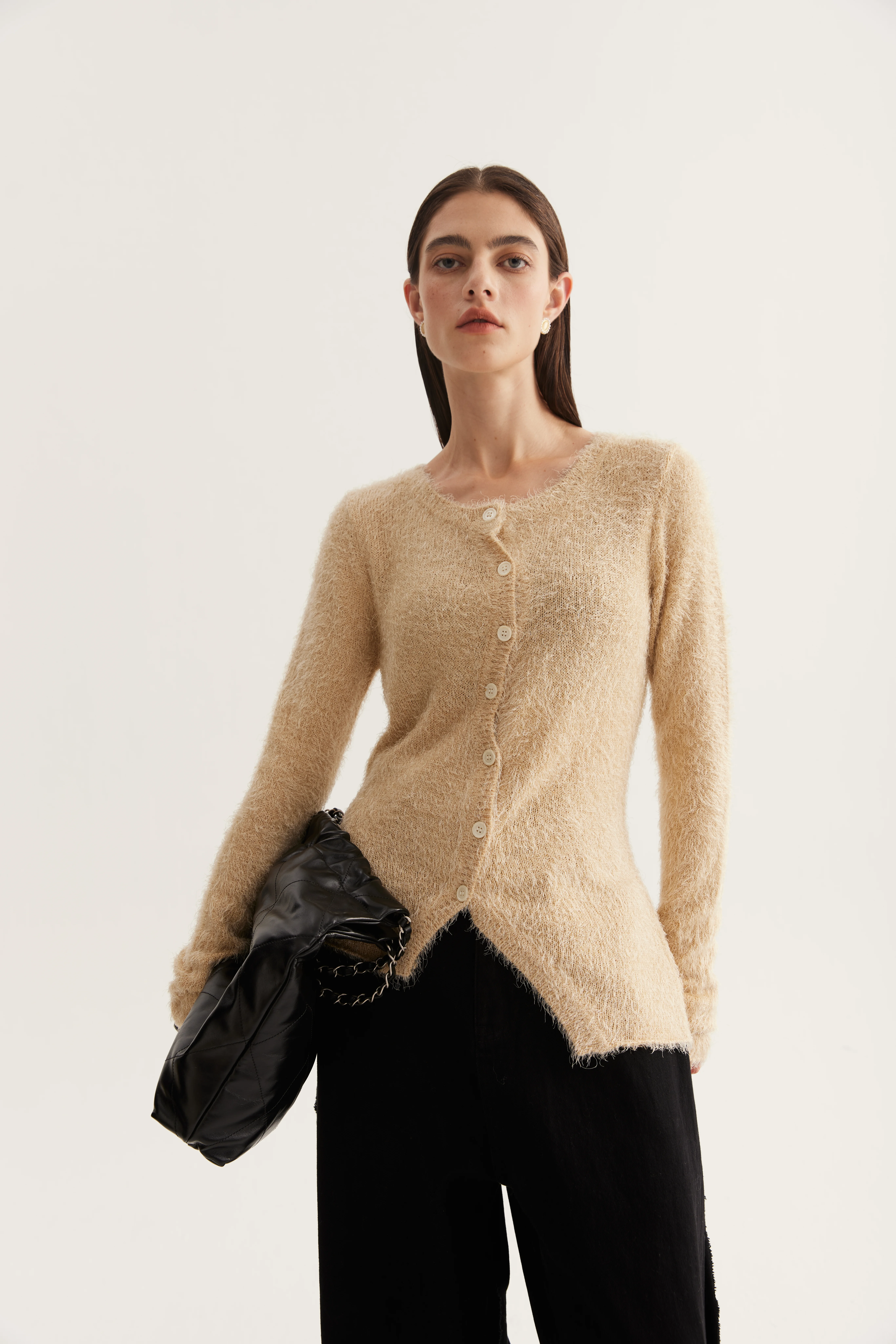 Asymmetric Silk Cashmere Cardigan reference view 3