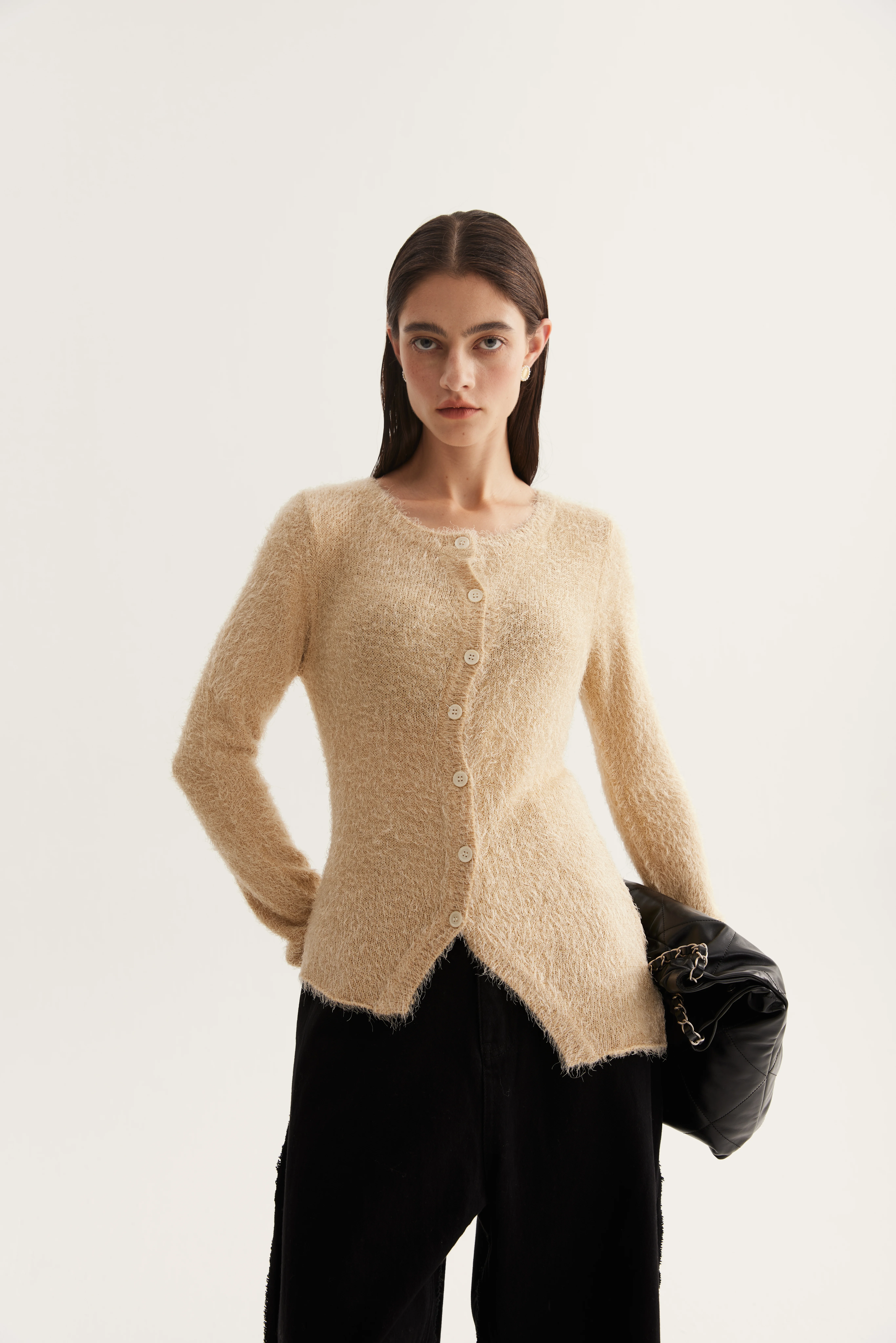 Asymmetric Silk Cashmere Cardigan reference view 4