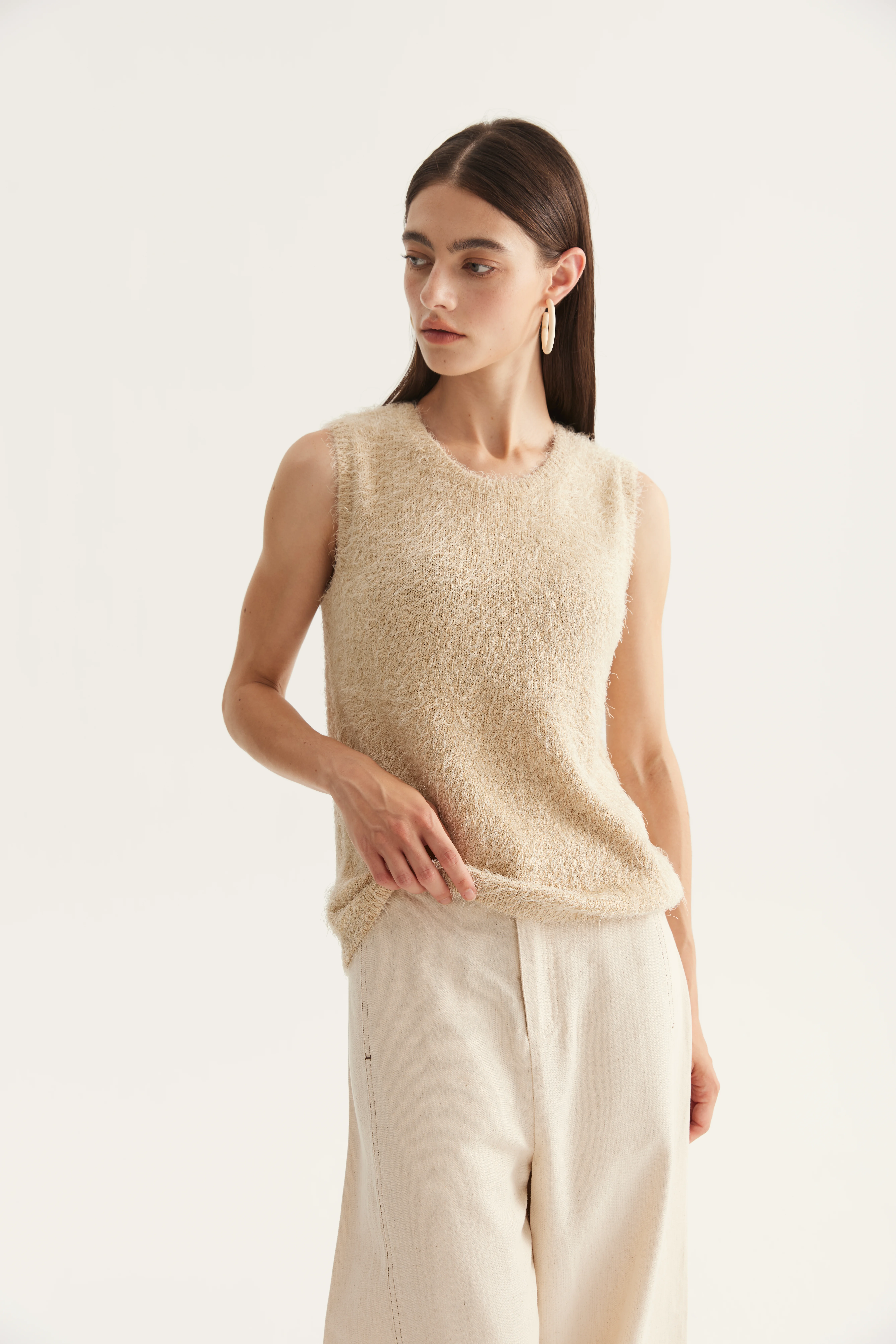 Raised-Surface Cashmere Silk Sweater Vest product reference