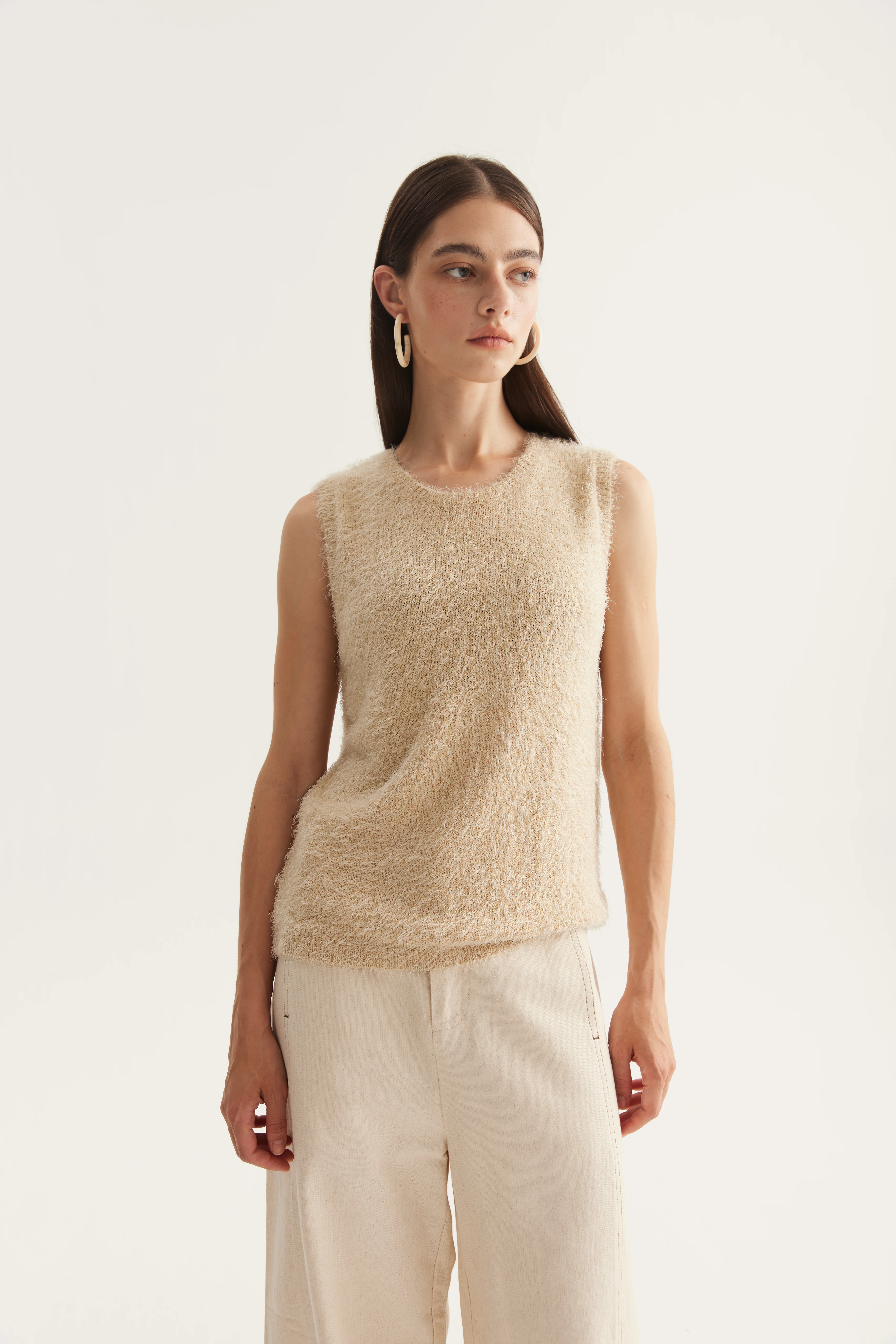 Raised-Surface Cashmere Silk Sweater Vest reference view 4